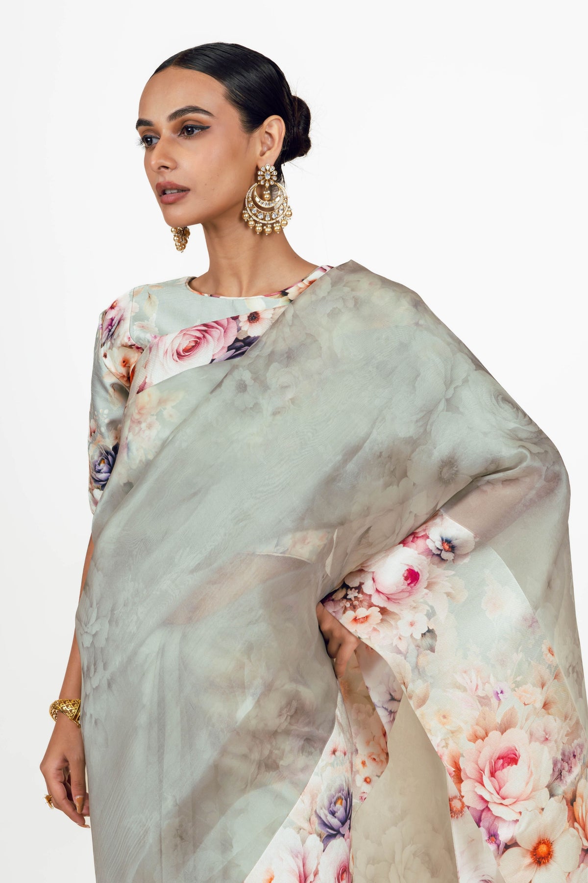 Lina Pearl Blue Organza Saree