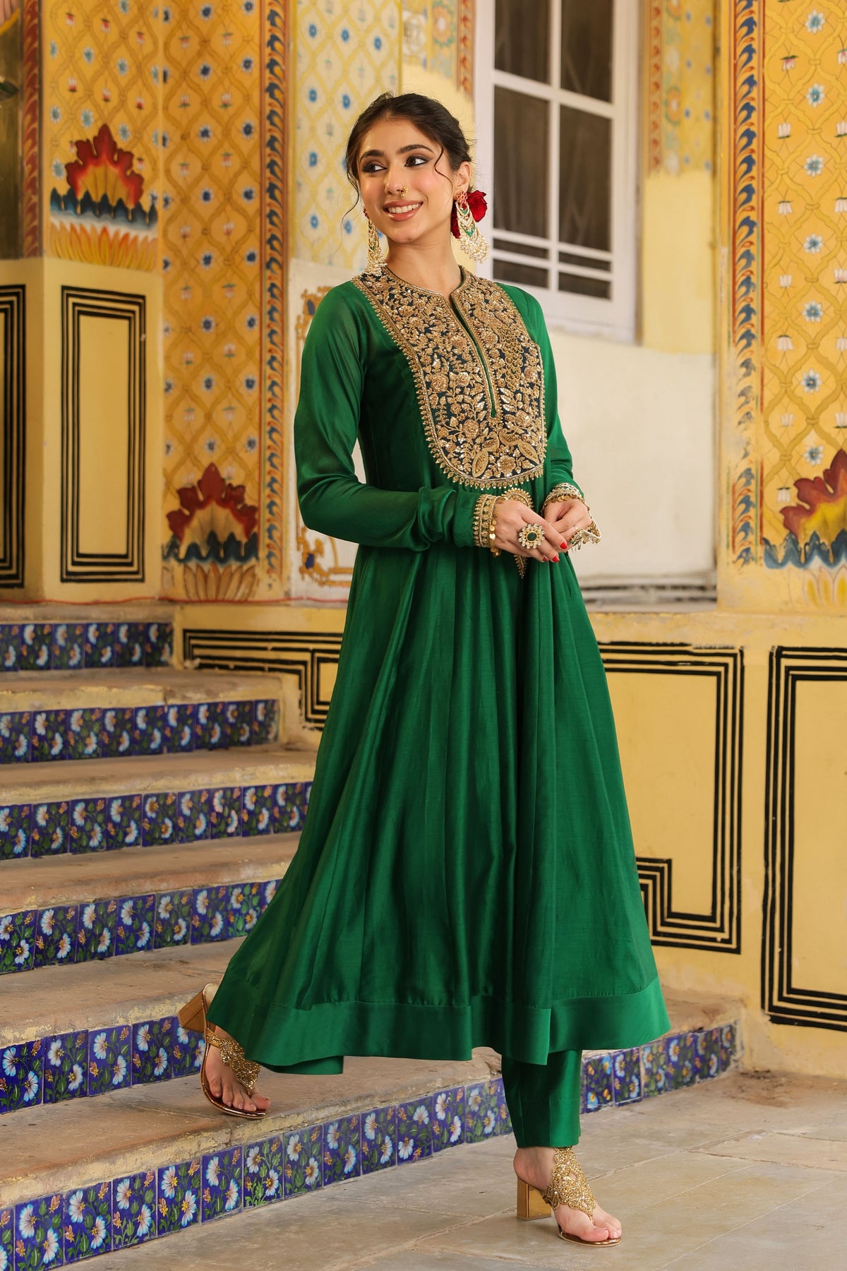 Ahista Green Kalidaar Set