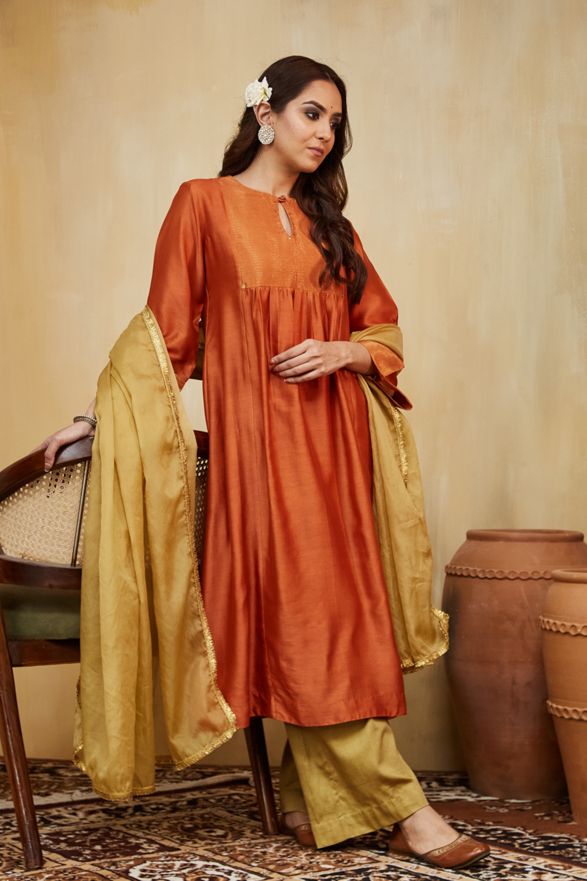 Orange Chanderi Giana Kurta Set