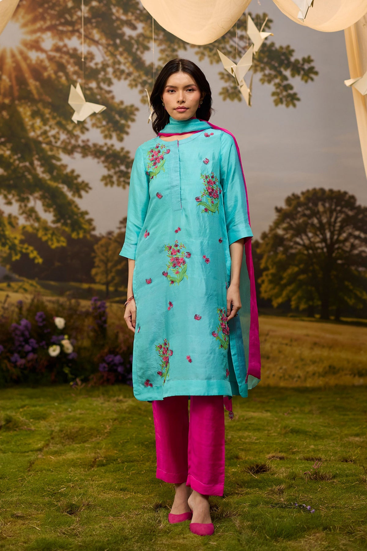 Alive Within Embroidered Blue Kurta Set