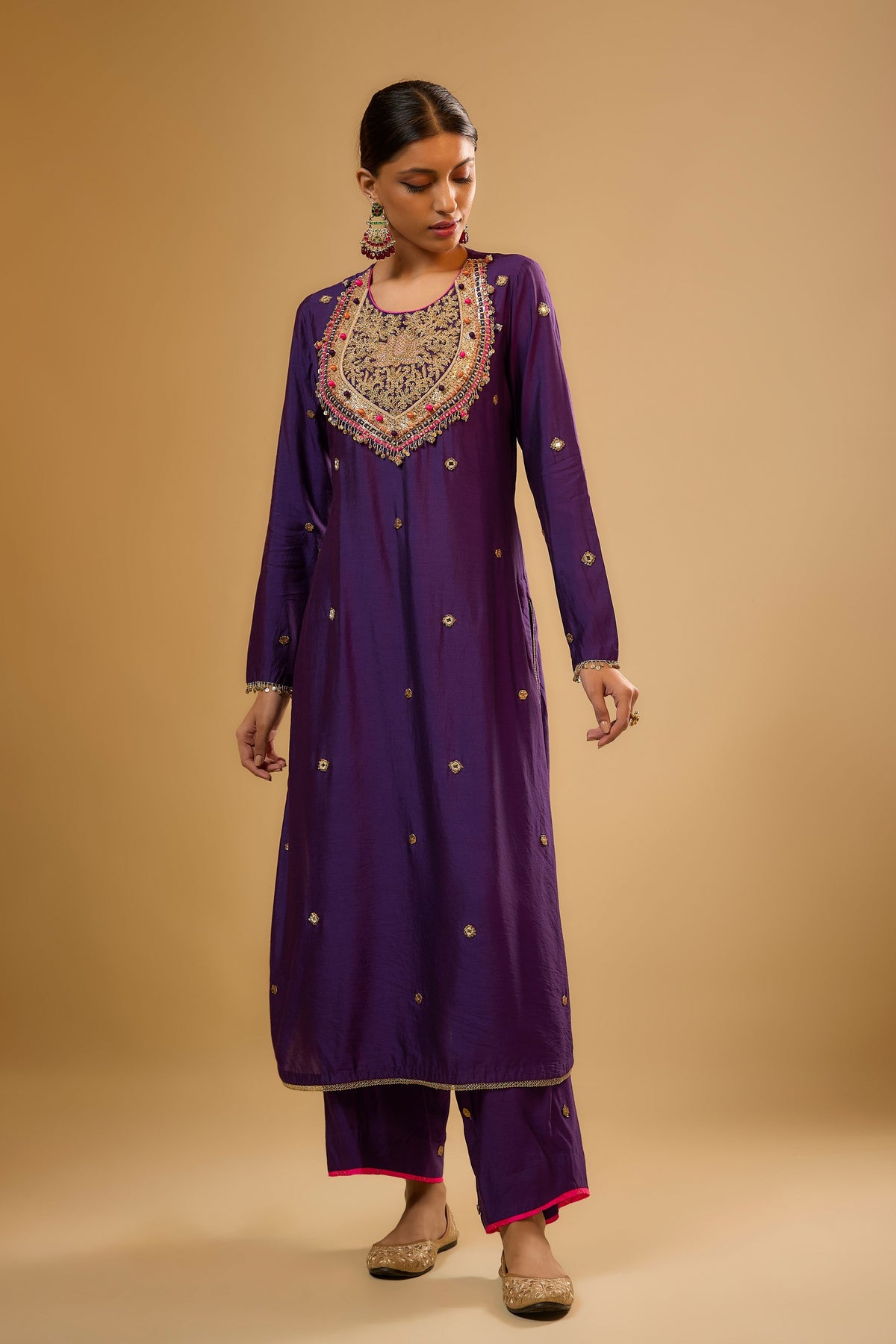 Lotus Yoke Purple Kurta Set
