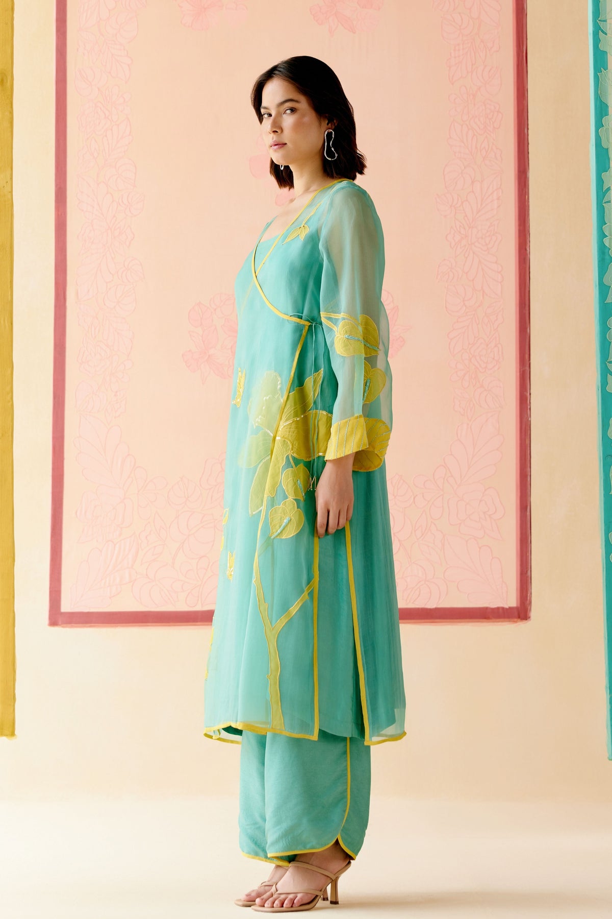 Mustard Floral Kurta Set