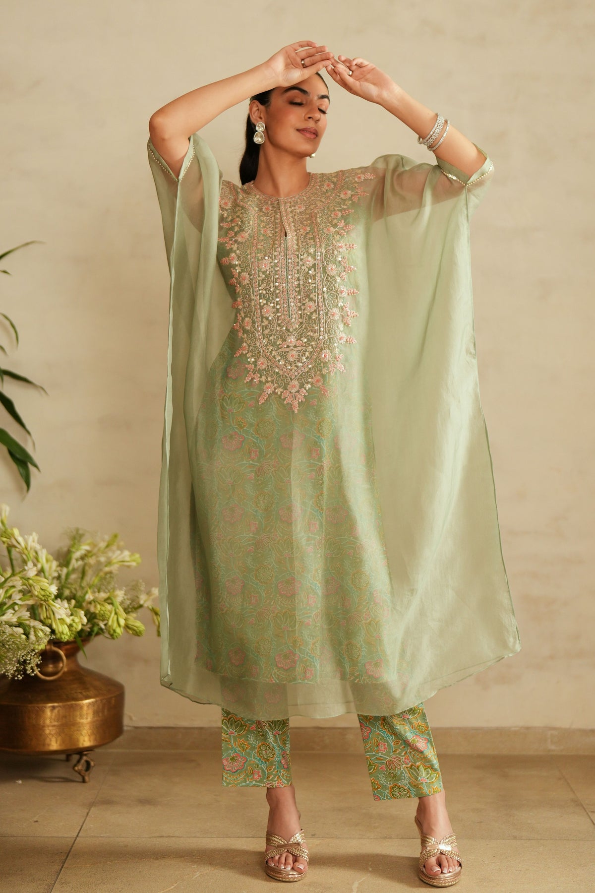 Sea Green Kaftan Set