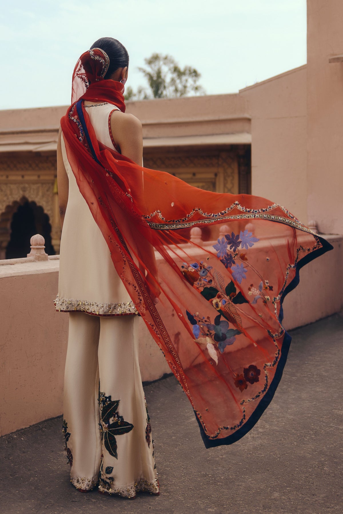 Ivory Ajrakh Sharara Set