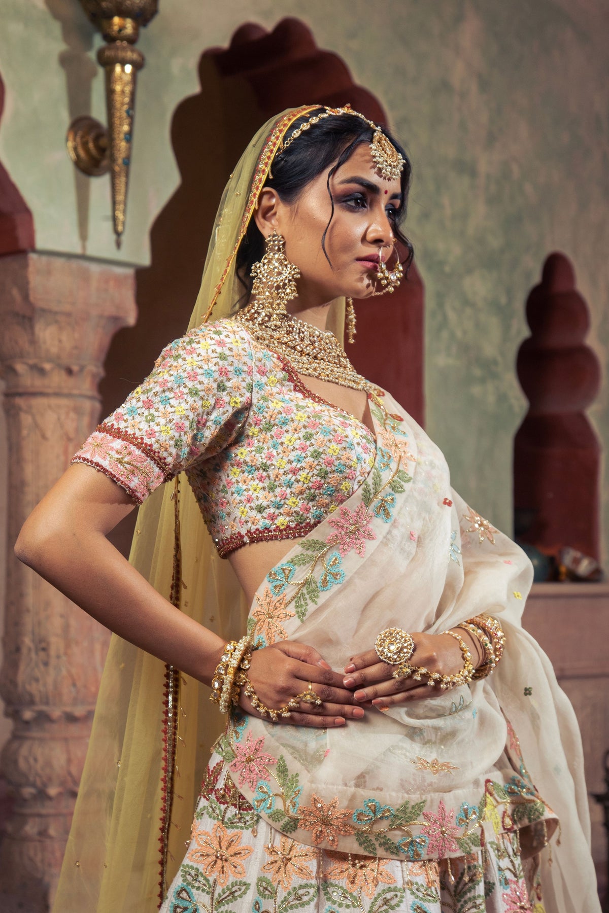 Ivory Embroidered Lehenga Set