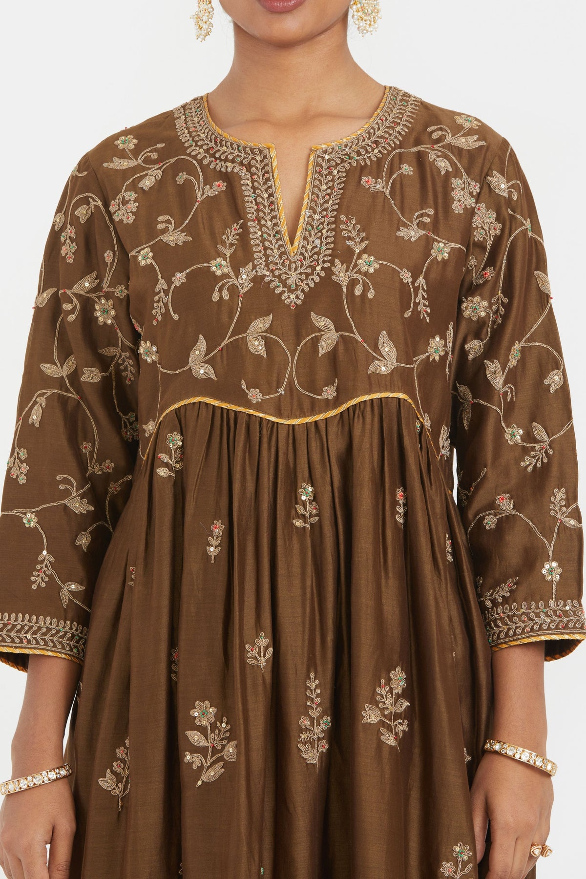 Olive Chanderi Kurta Set