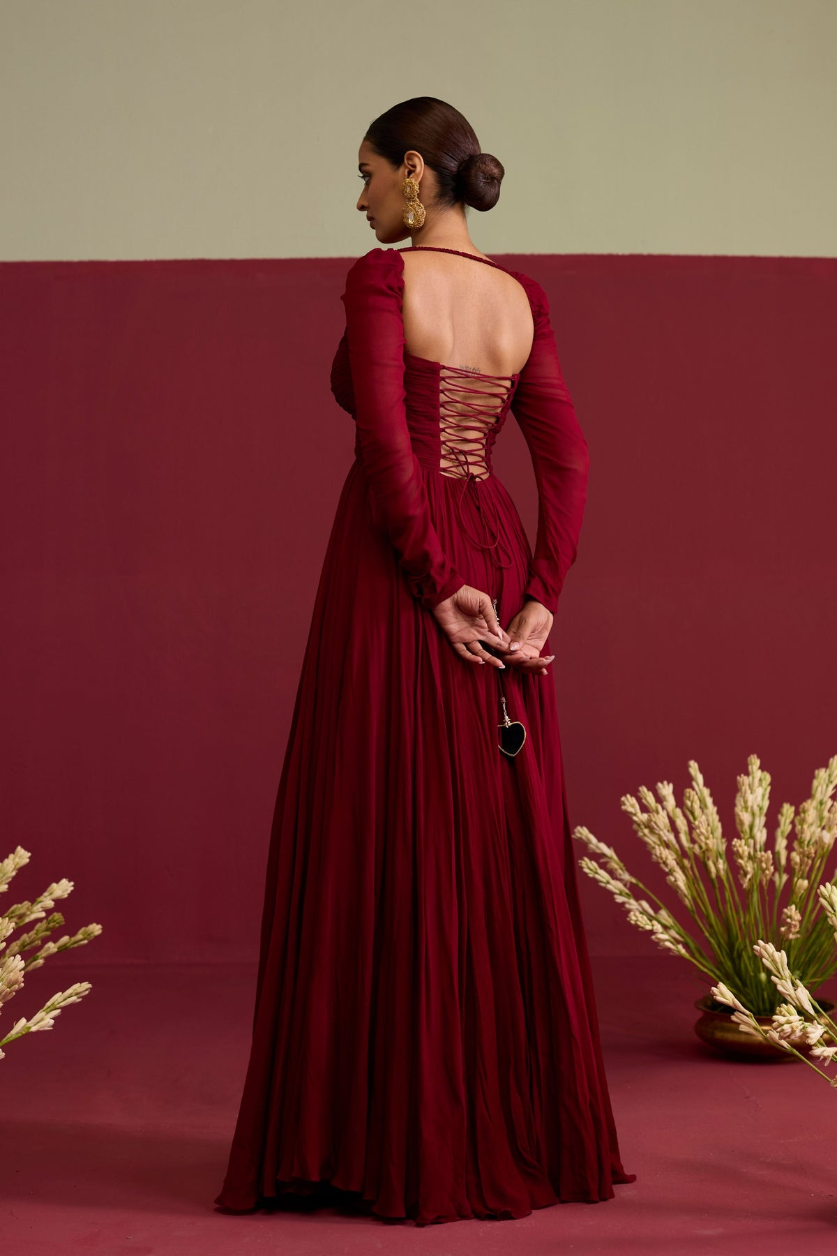 Maroon Chiffon Gown