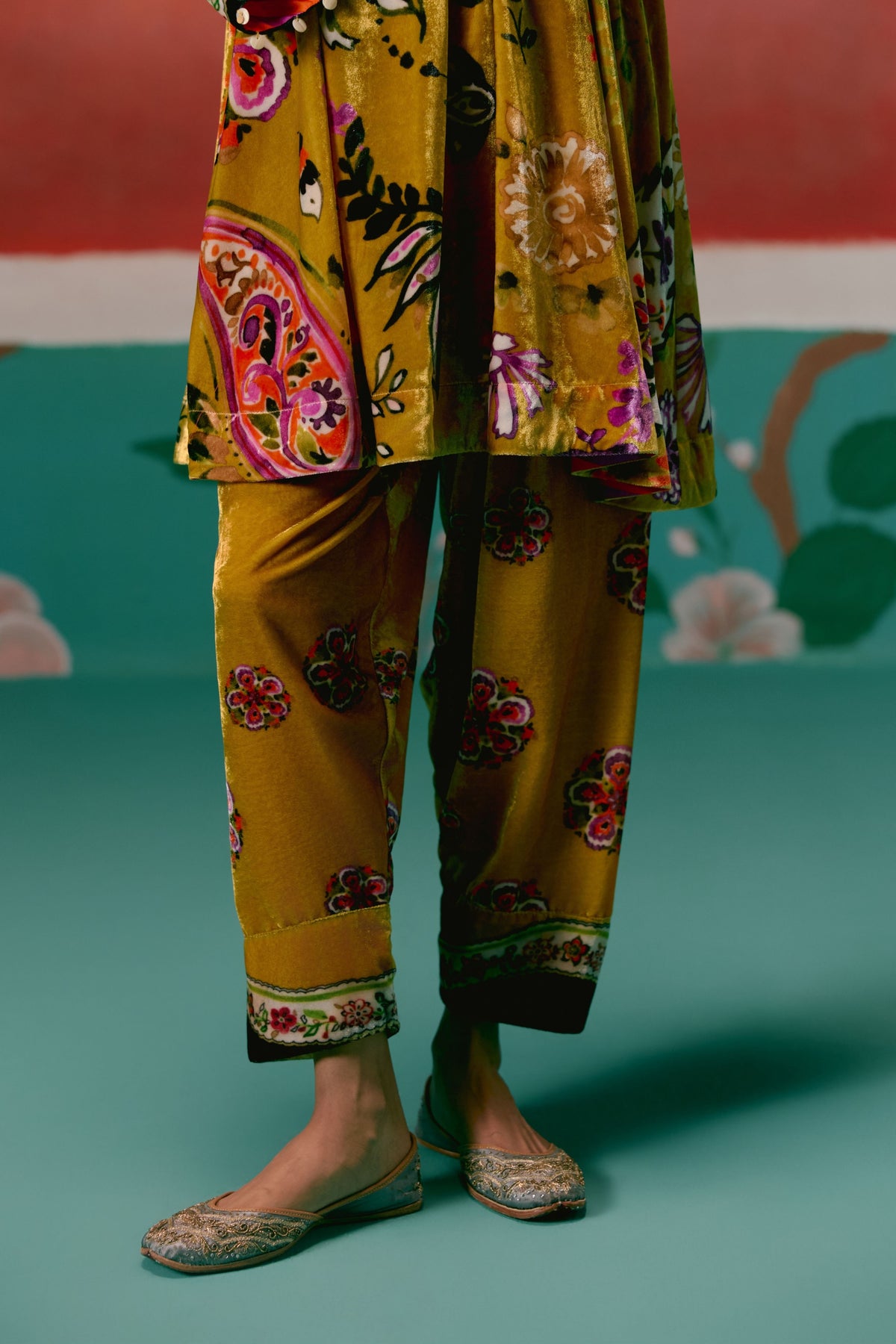 Mustard Floral Tunic Set