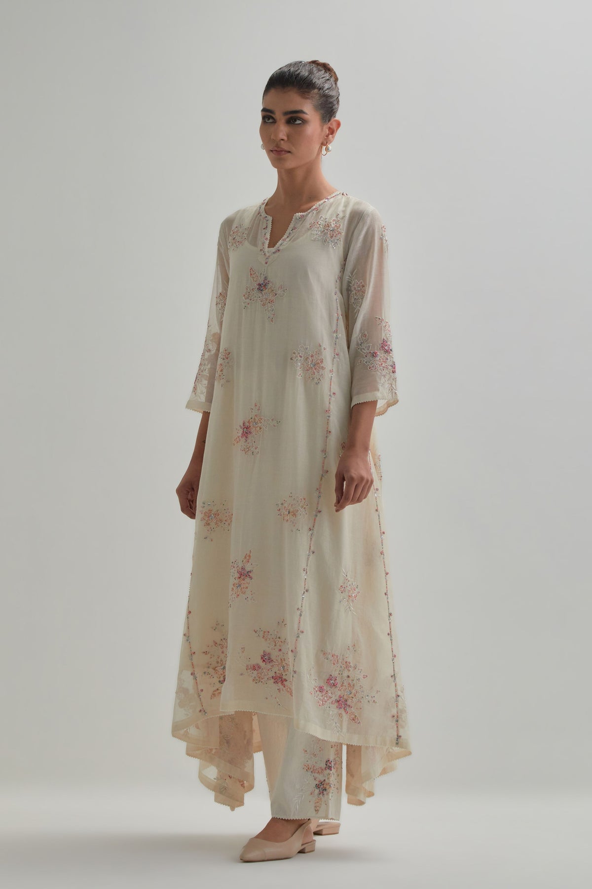 Pink Asymmetric Kurta Set