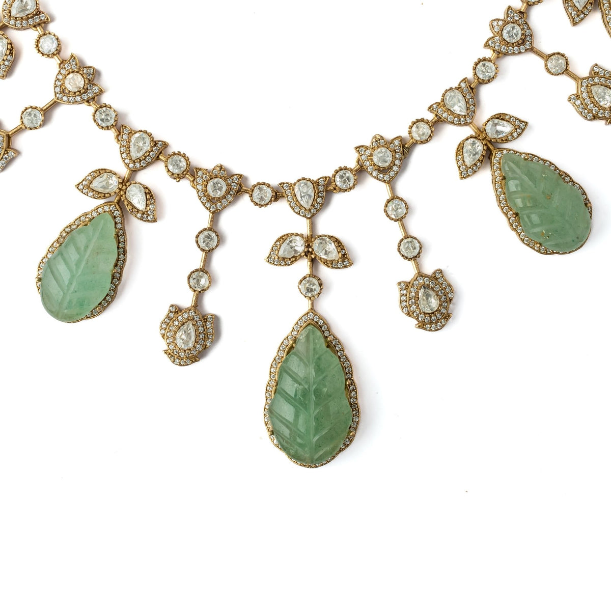 Synthetic Stone Green Necklace Set