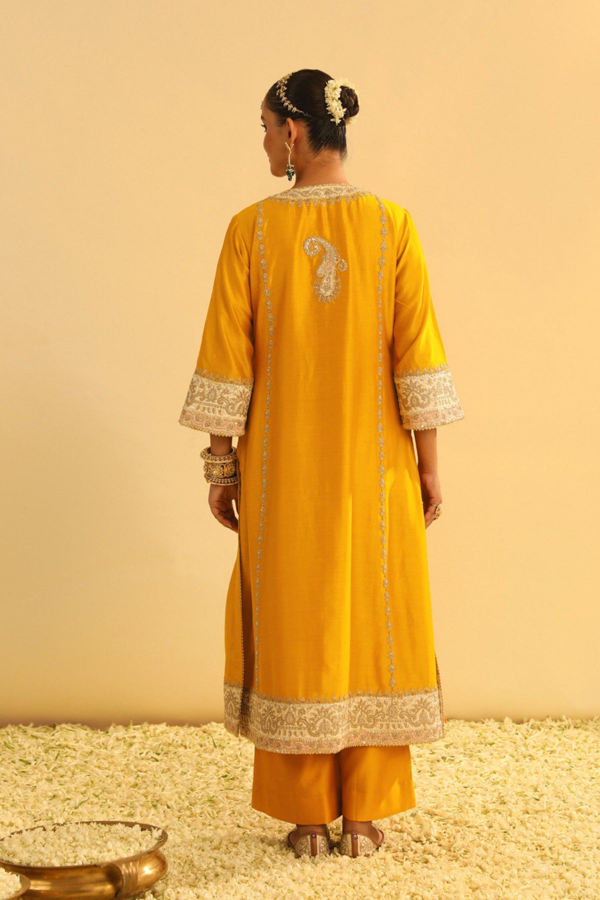 Asmira Mustard Long Kurta With Palazzo Set