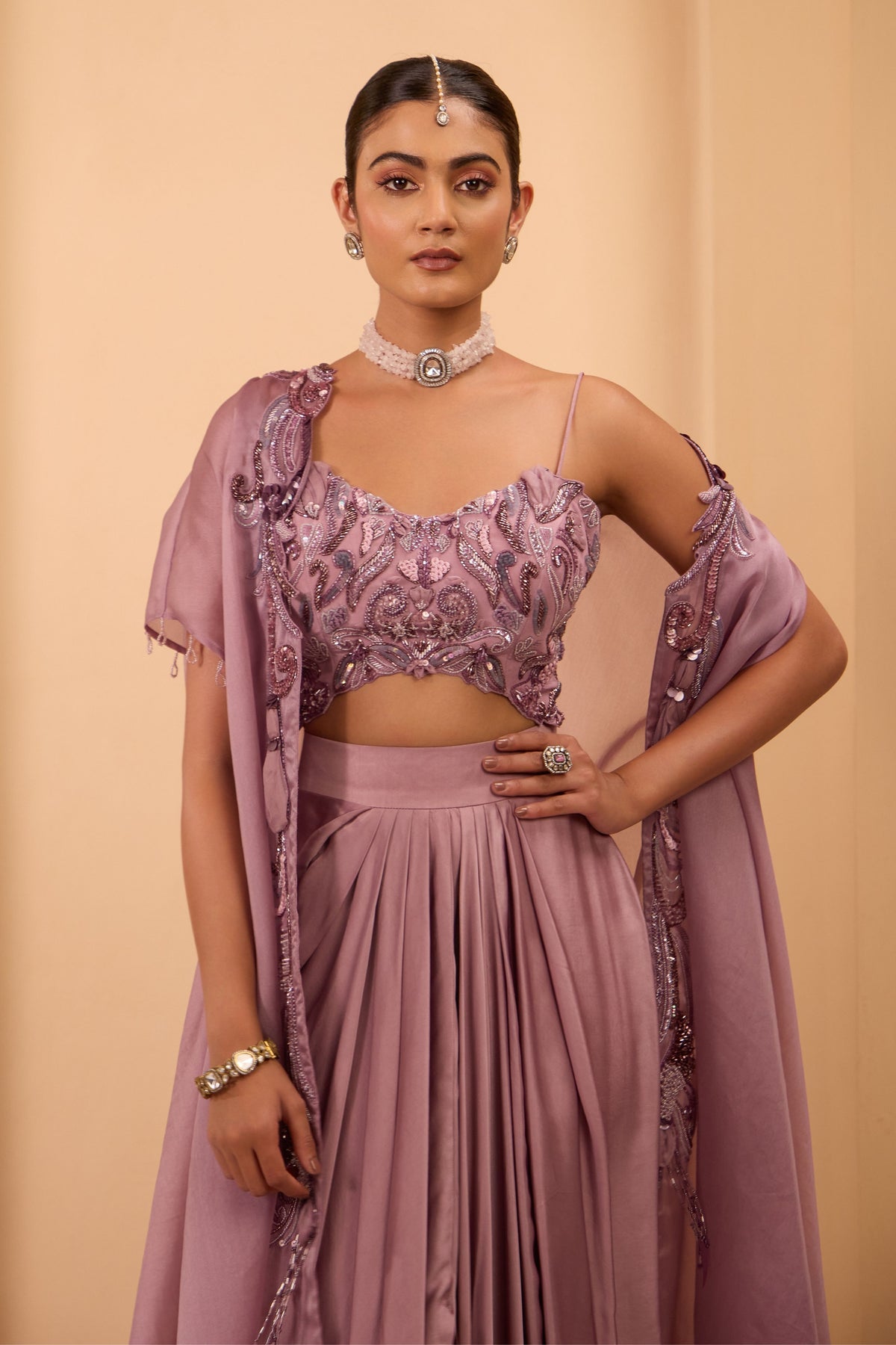 Purple Drape Skirt Set