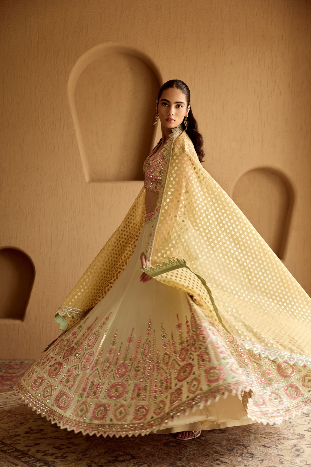 Ivory Tissue Lehenga Set