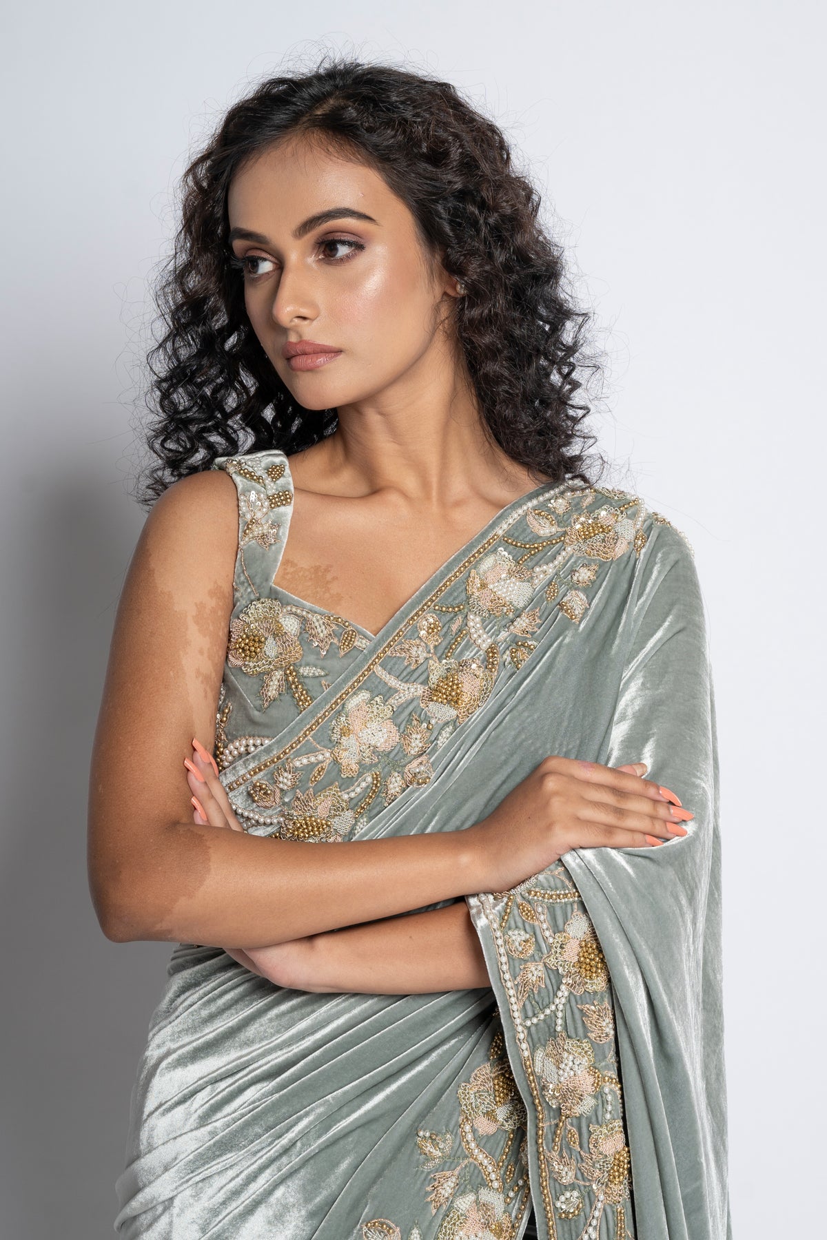 A Stunning Velvet Sheer Saree