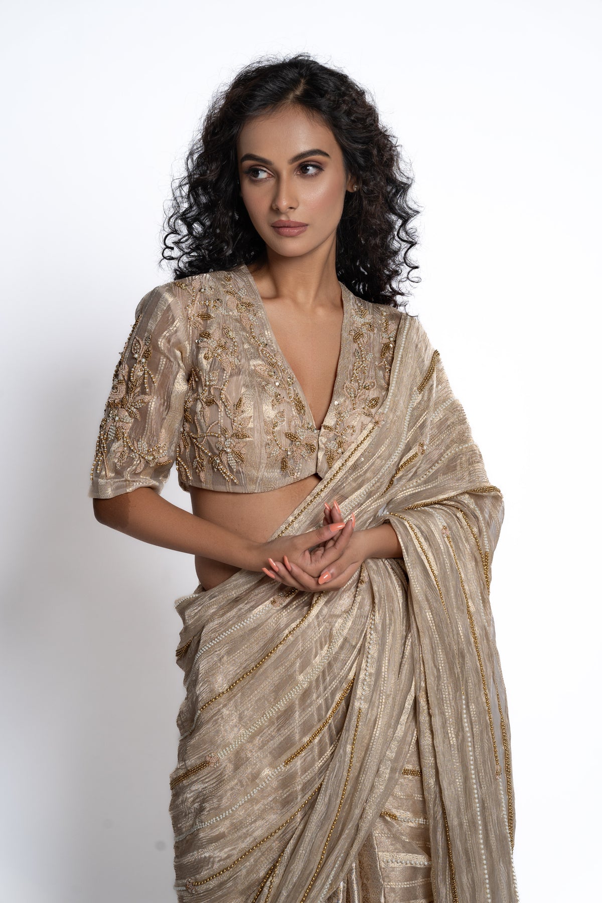 A Stunning Beige Saree