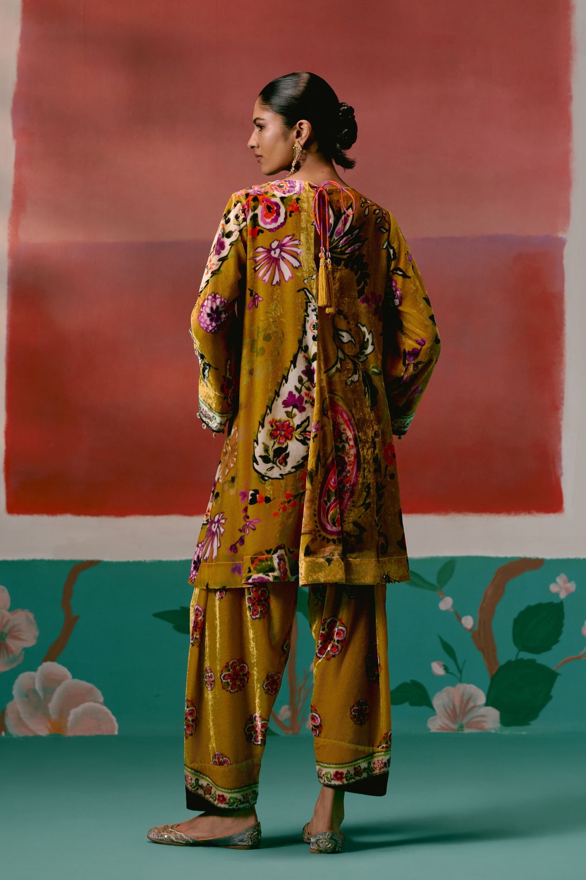 Mustard Floral Tunic Set