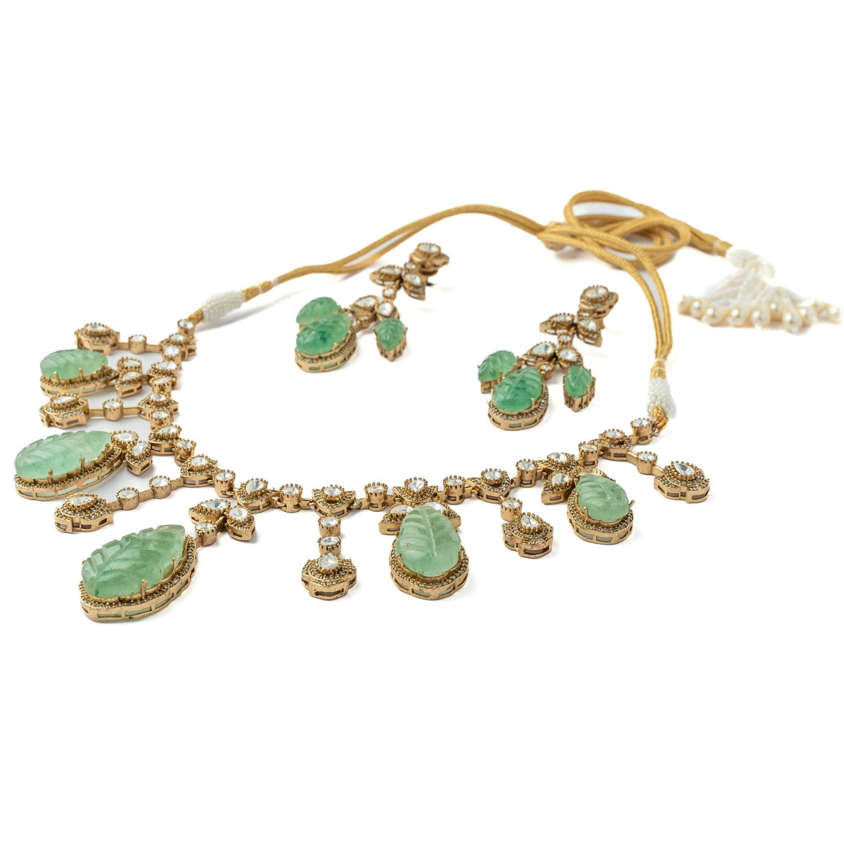 Synthetic Stone Green Necklace Set