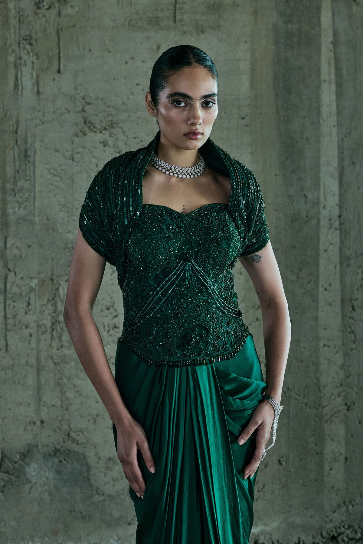 Emerald Structured Corset With Skirt