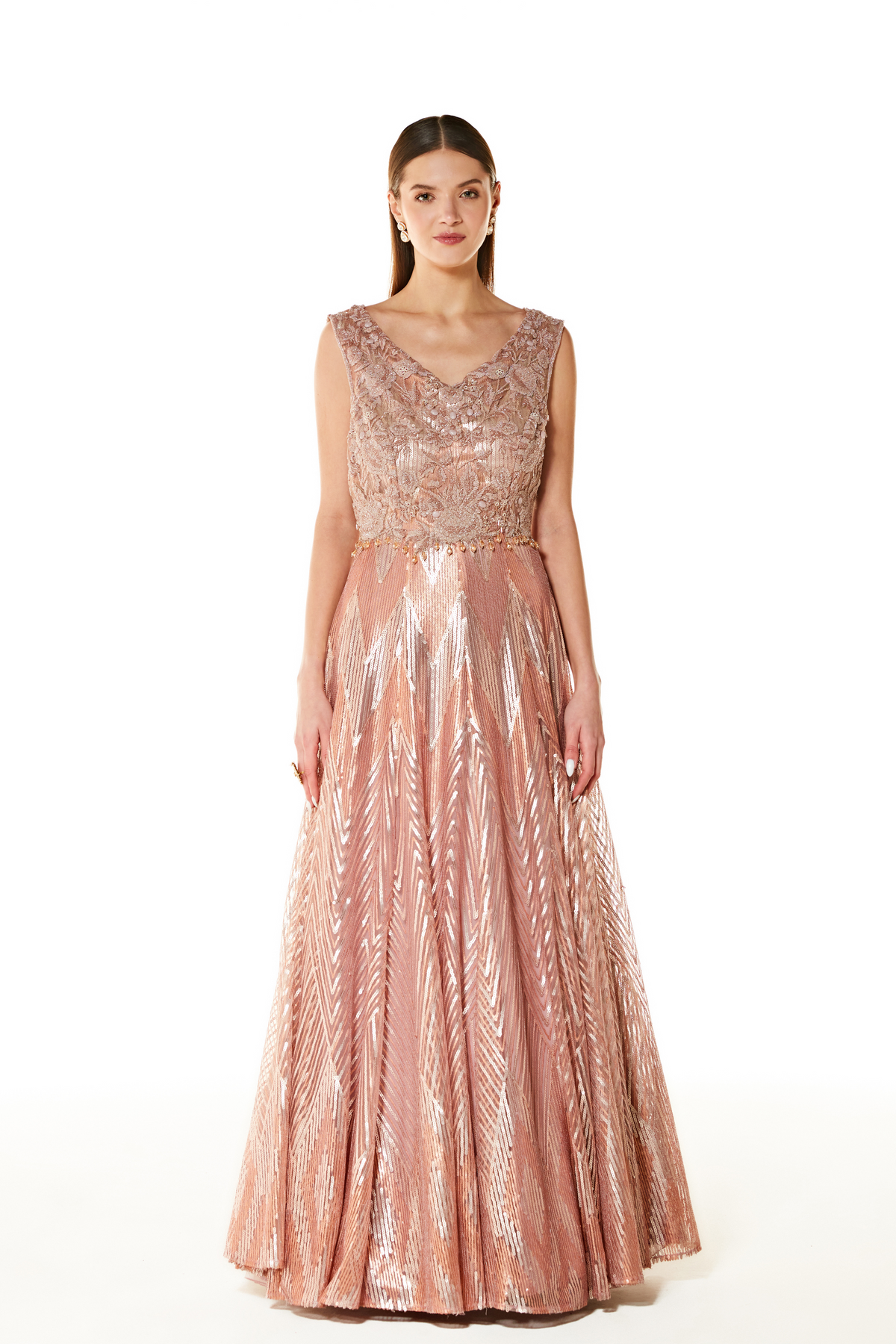 Pink Adah Embroidered Gown