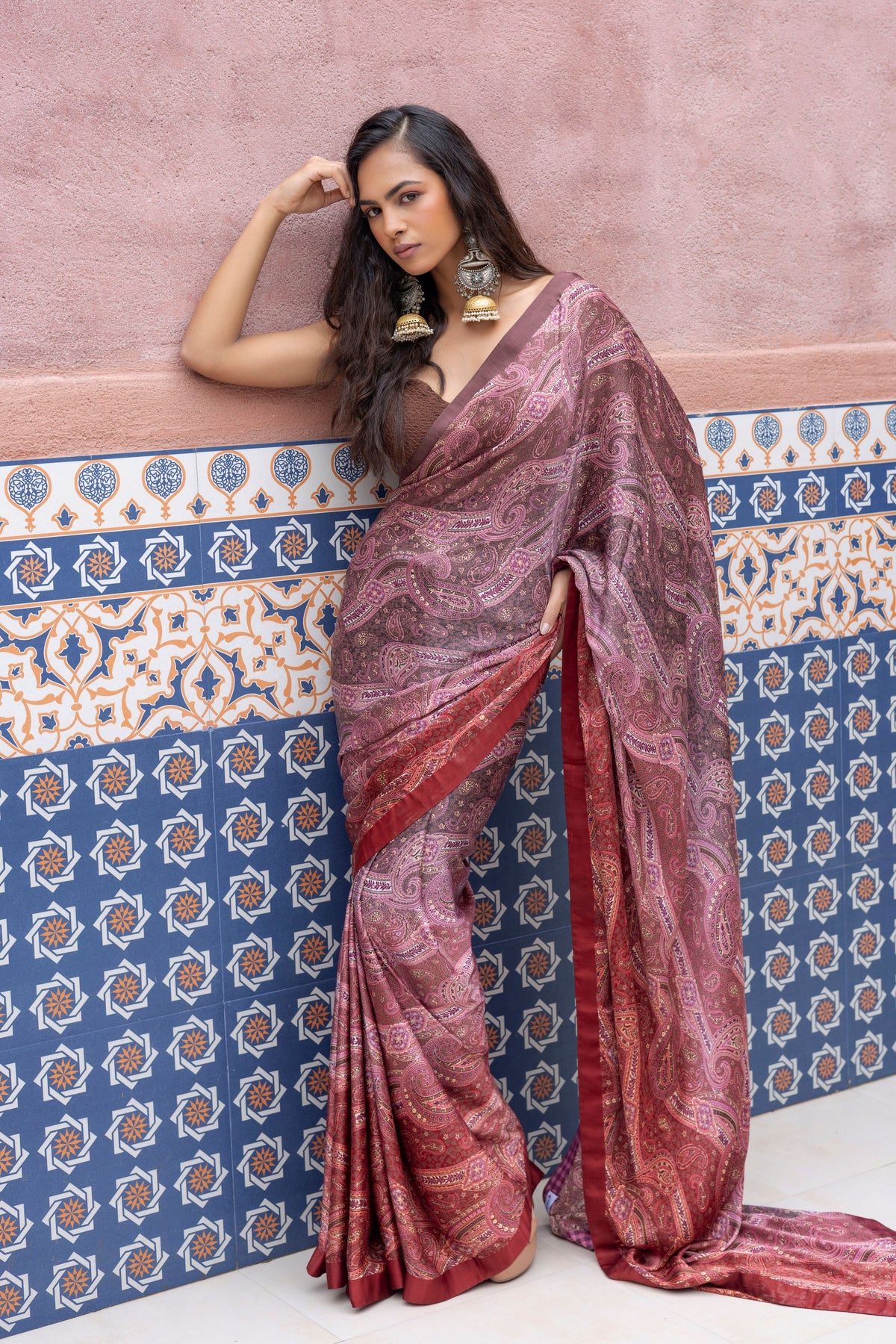 Pink Ombre Saree Set
