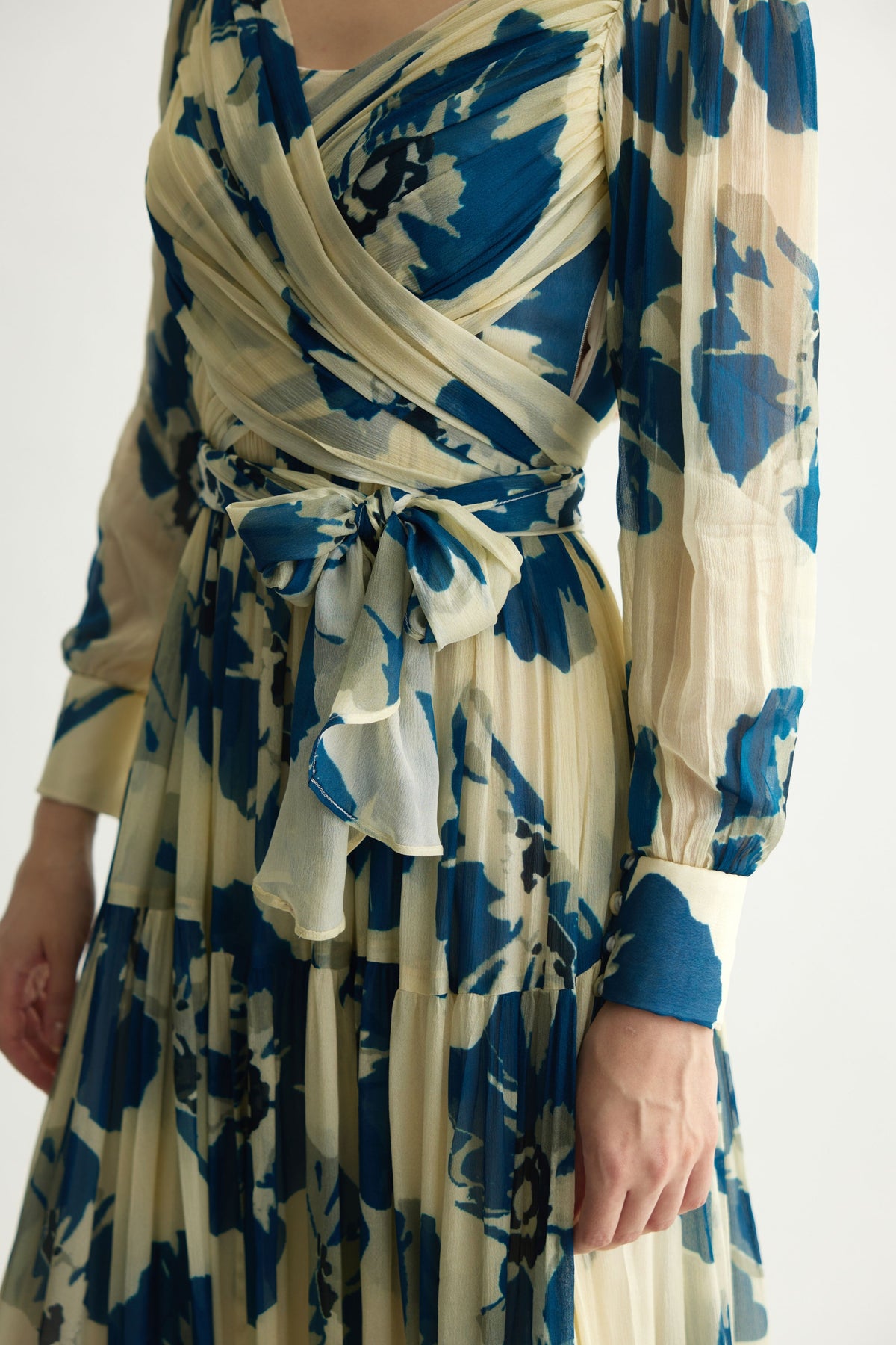 Blue Floral Wrap Dress