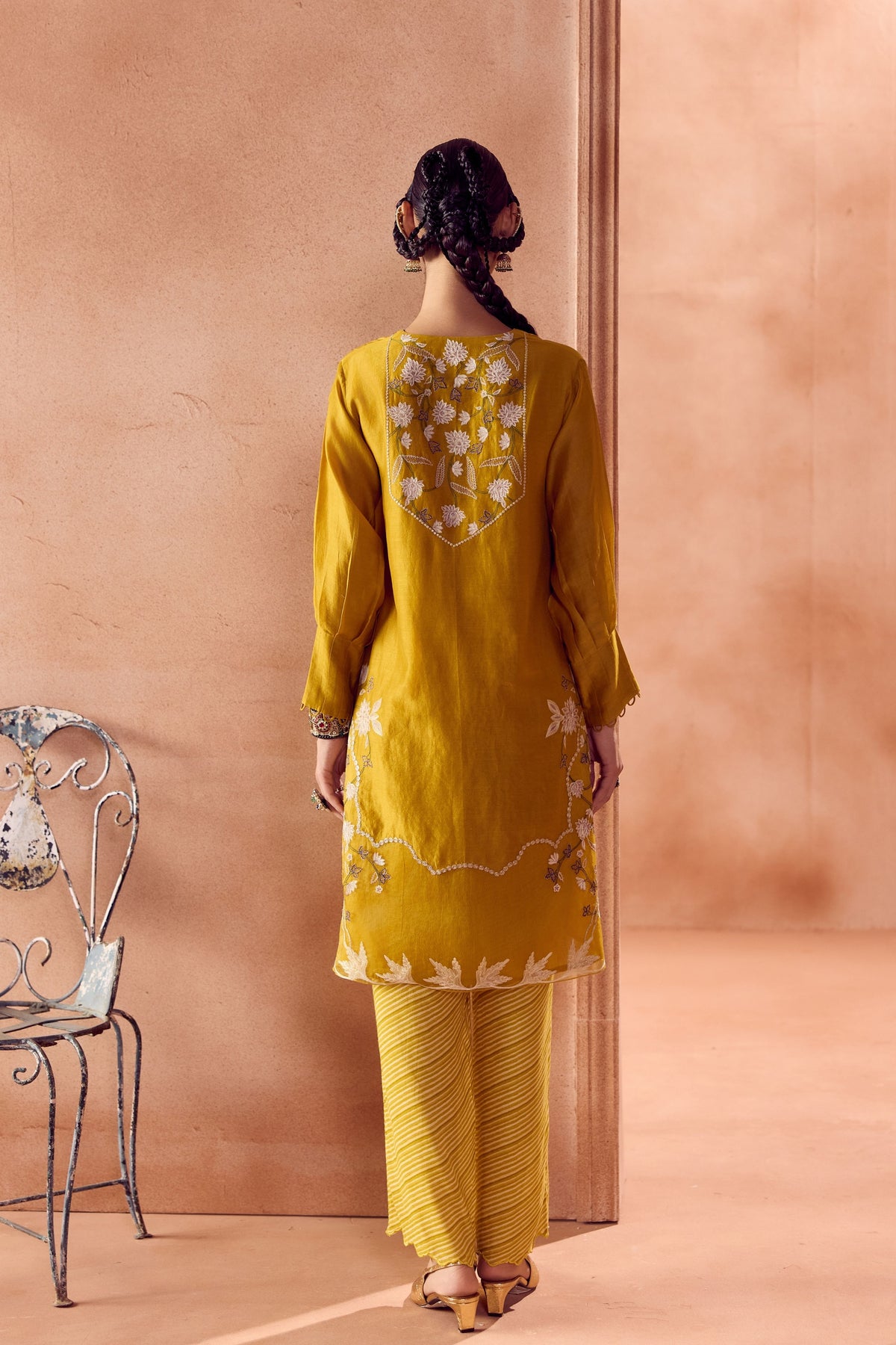Mustard Embroidered Kurta Set