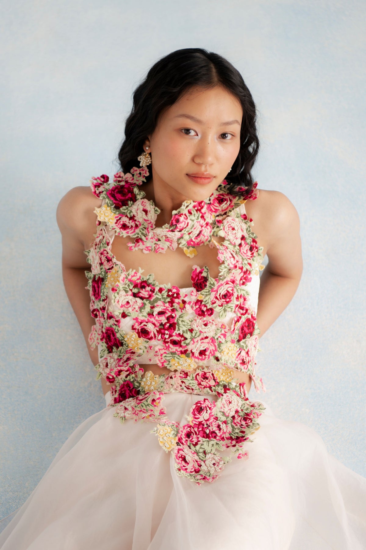 Embroidered Top Panelled Pants