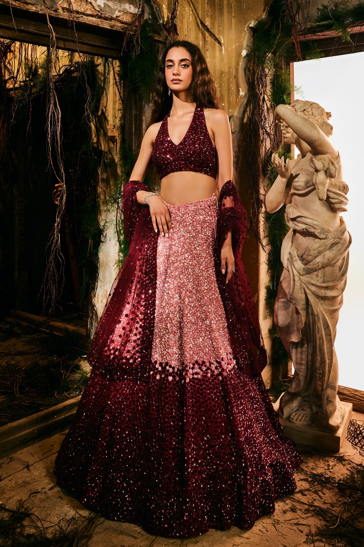 Crimson Aurora Lehenga Set