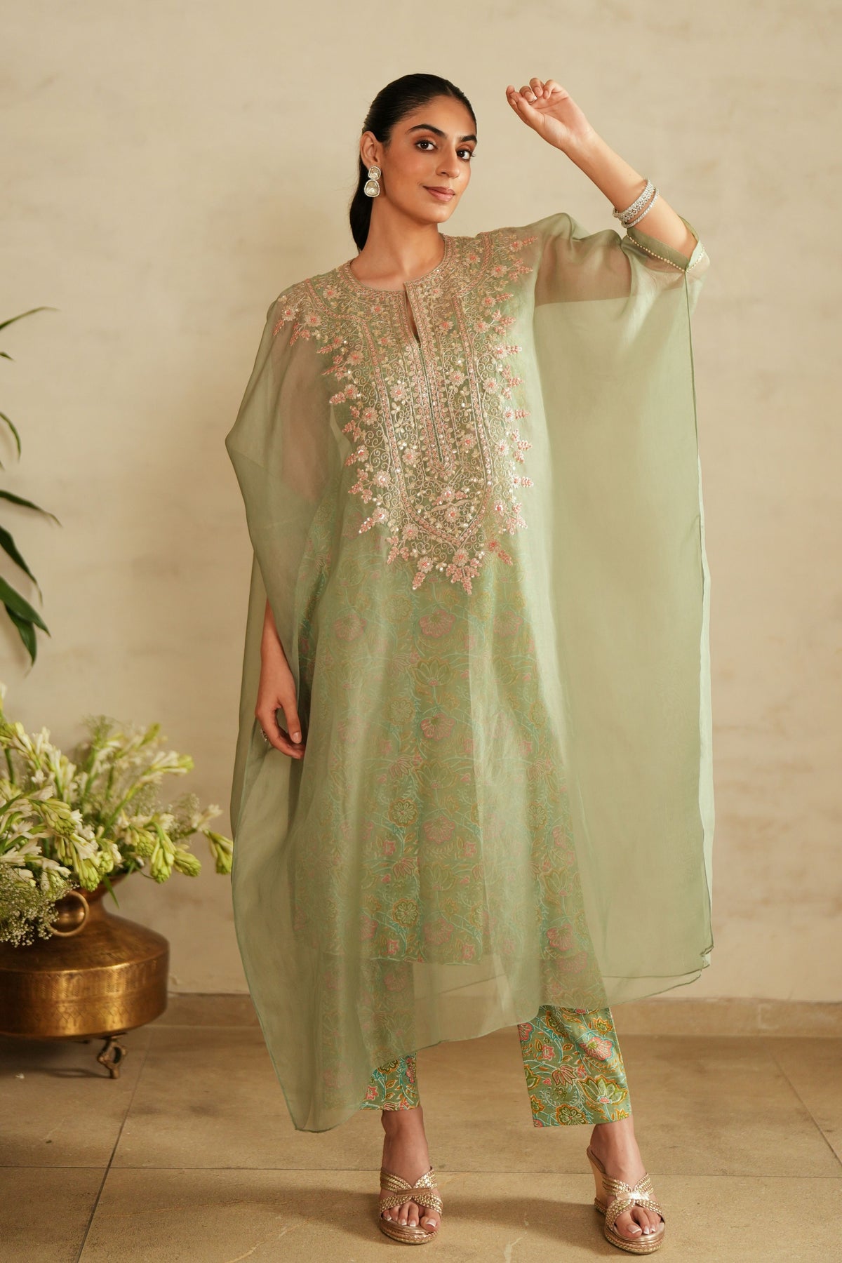 Sea Green Kaftan Set