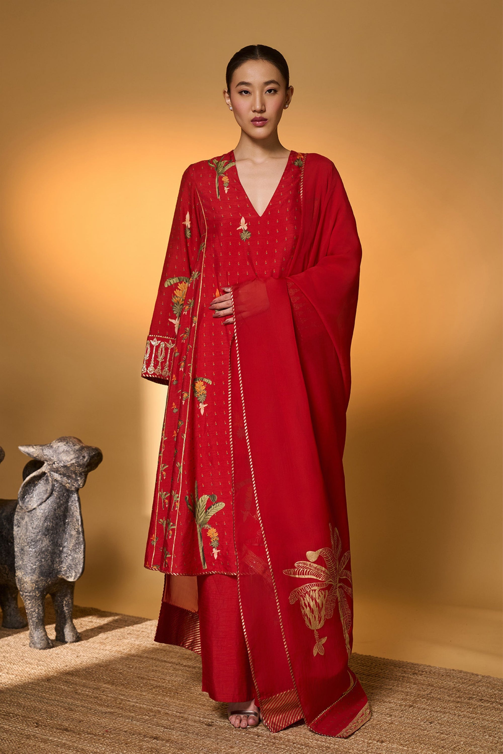 masaba red dress Buy Scarlet red printed anarkali set by Masaba at Aashni and Co