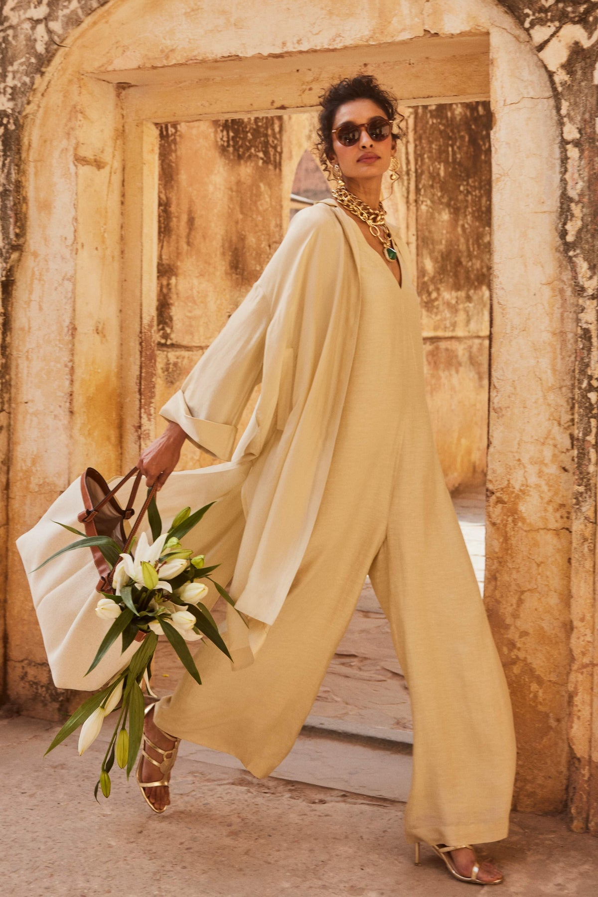 Relaxed Jumpsuit Paired With Jacket