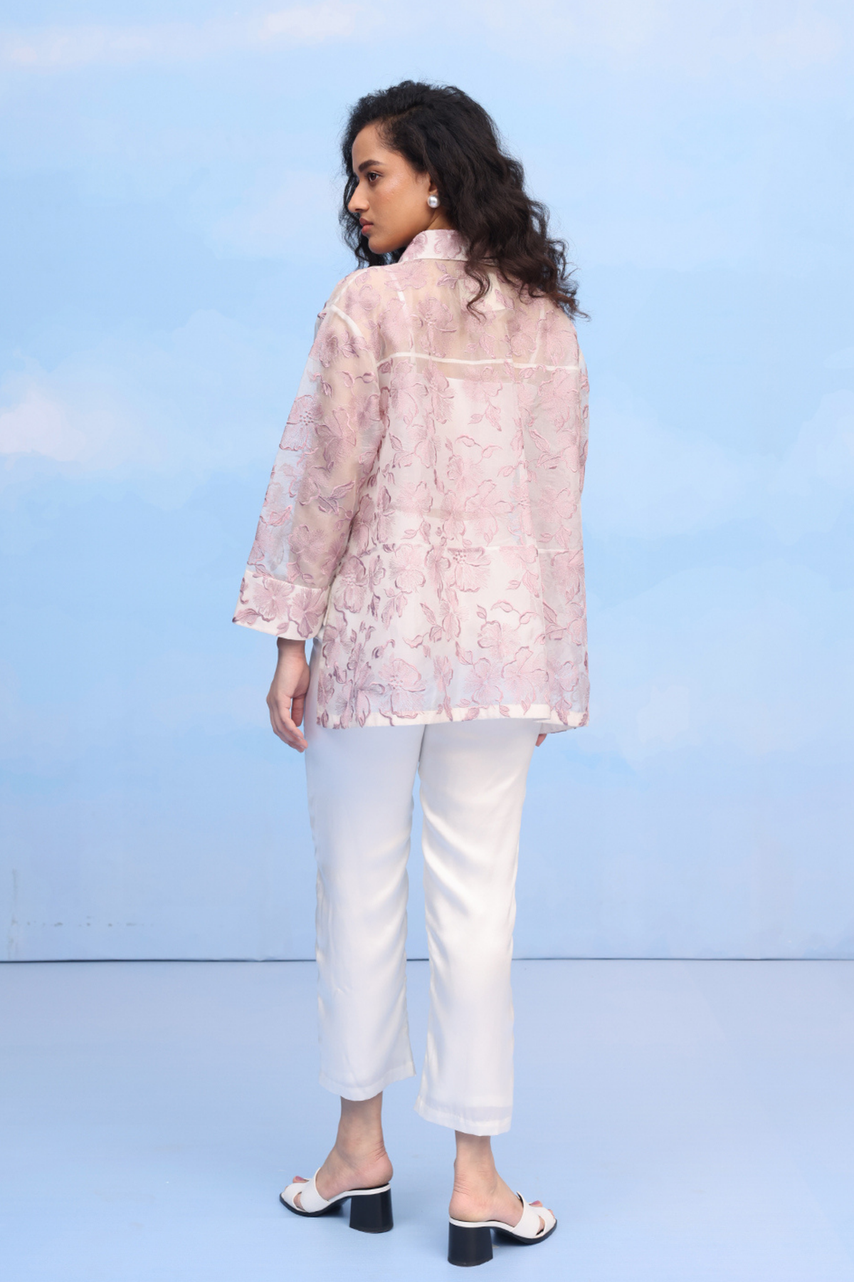 Lilac Hibiscus Motif Shirt