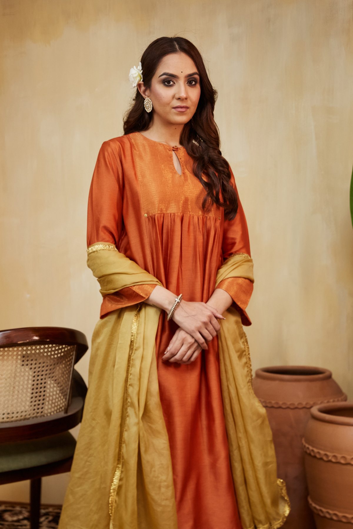 Orange Chanderi Giana Kurta Set