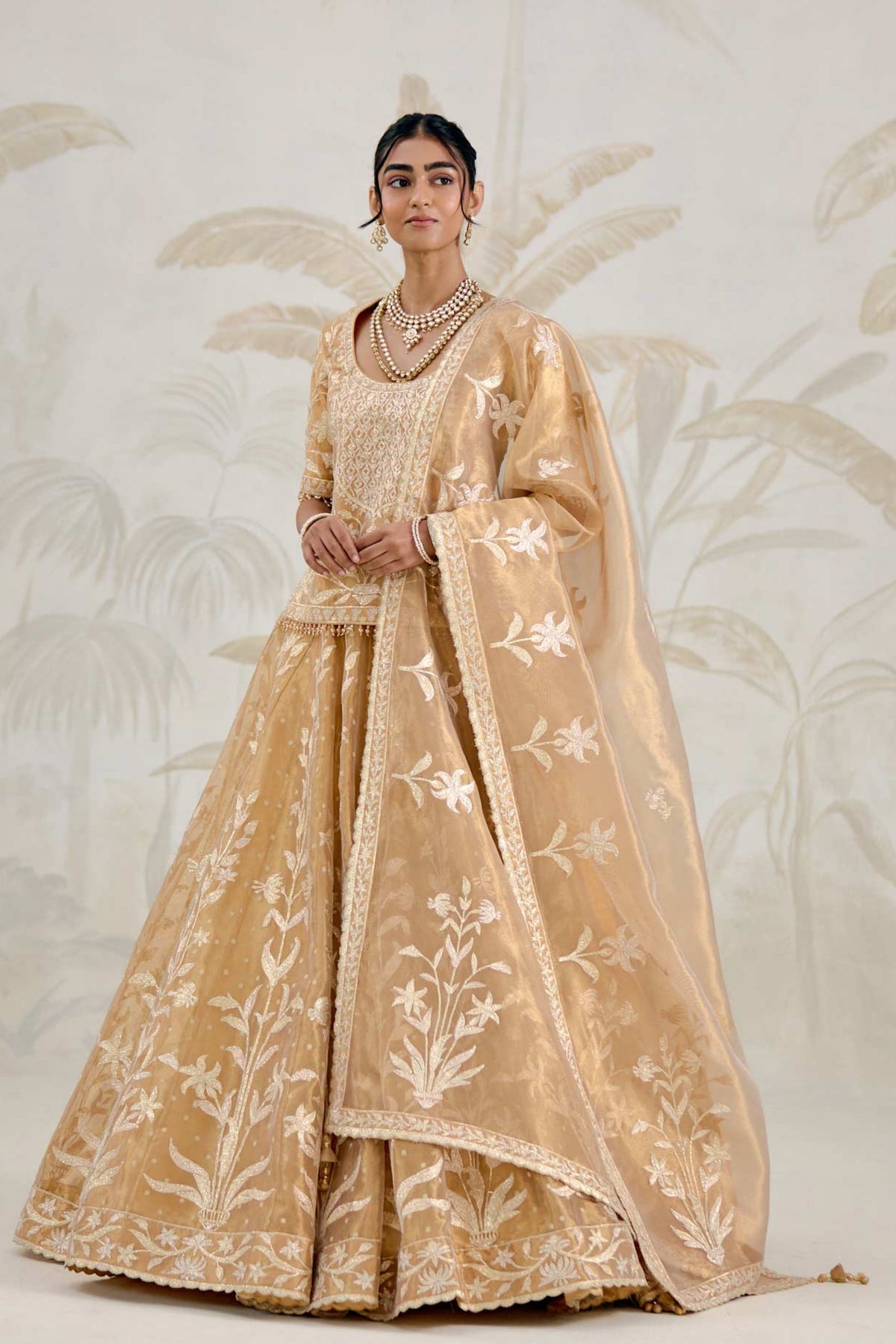 Gold Organza Kurta-lehenga Set
