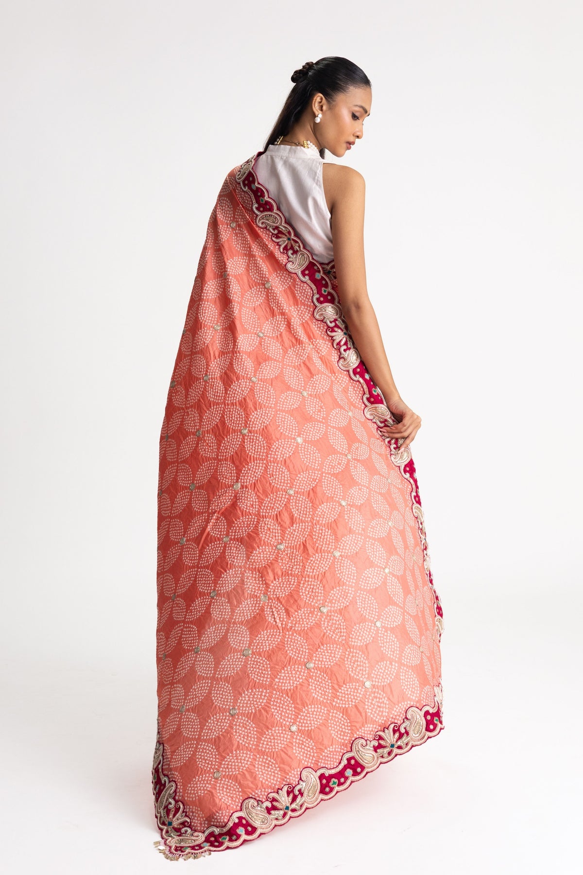 Peach Pearl Saree