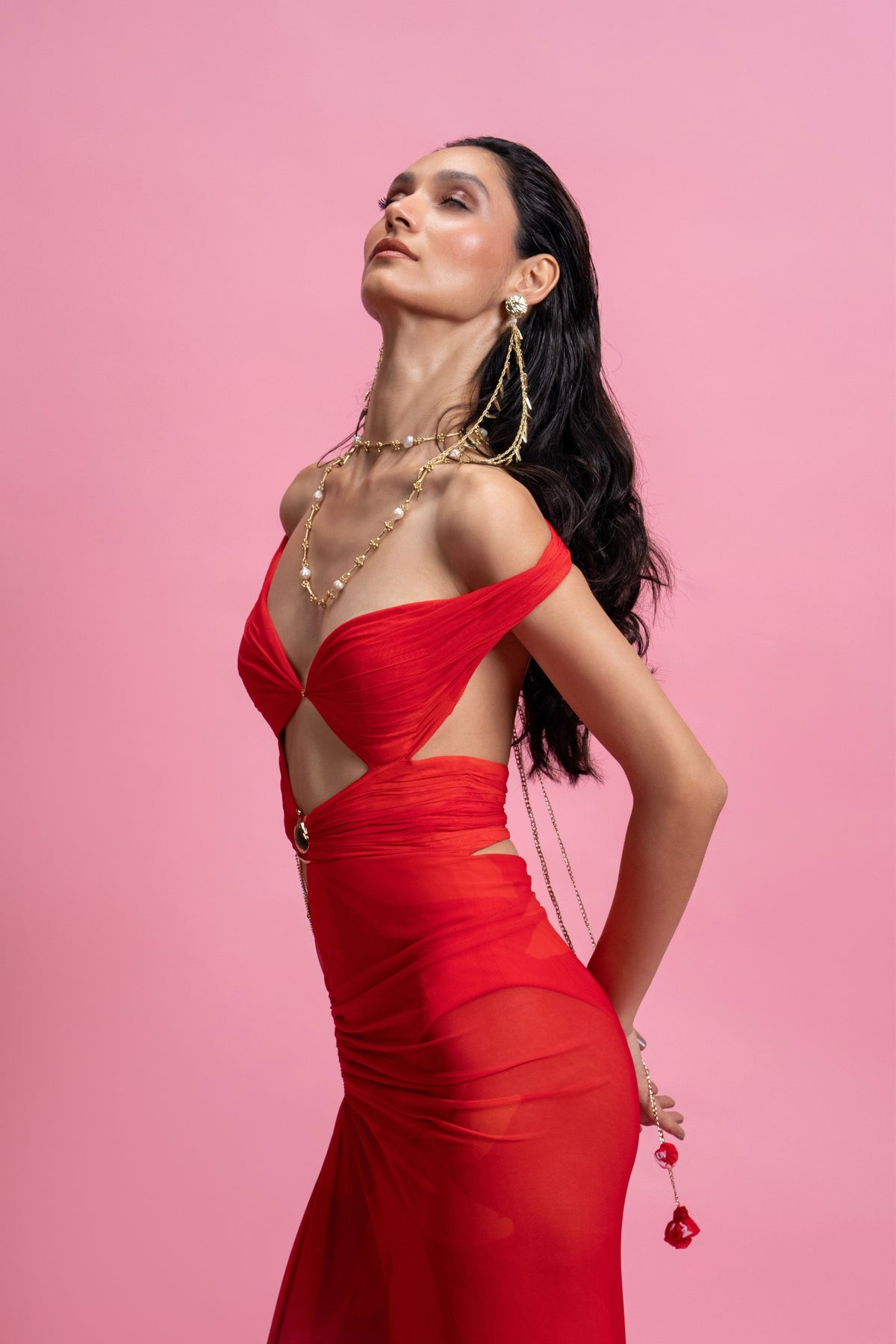 Off-Shoulder Draped Gown