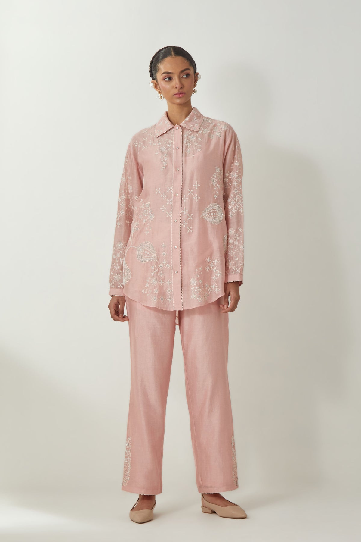 Pink Silk Chanderi Shirt