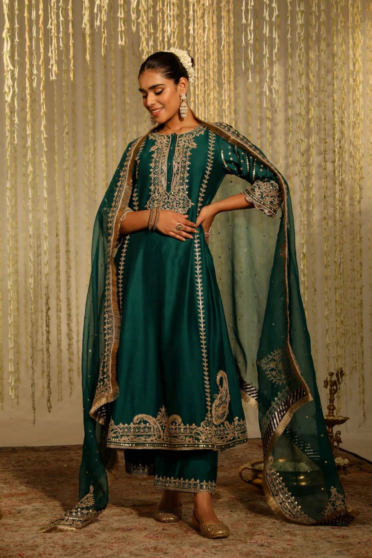 Sabirah Green Palazzo Set