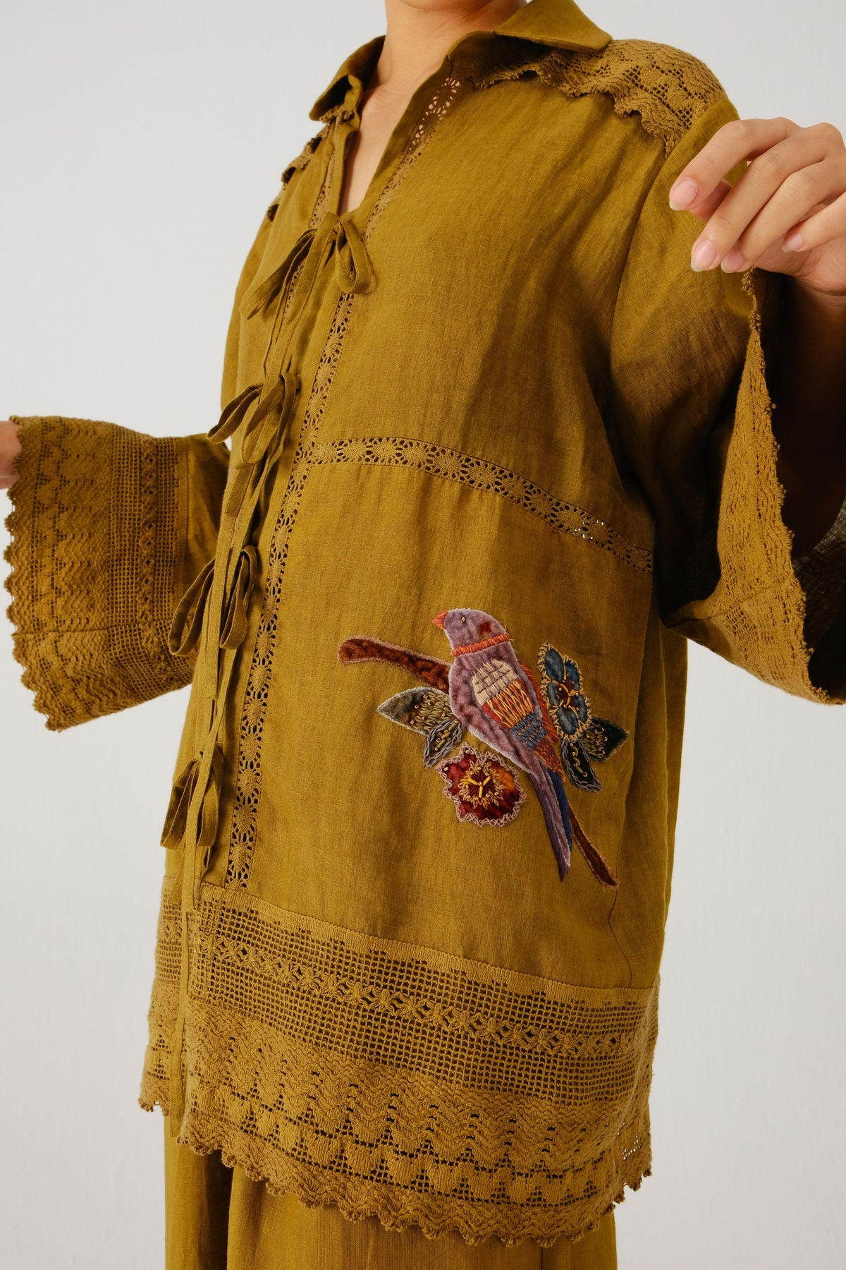 Olive Tie up Shirt