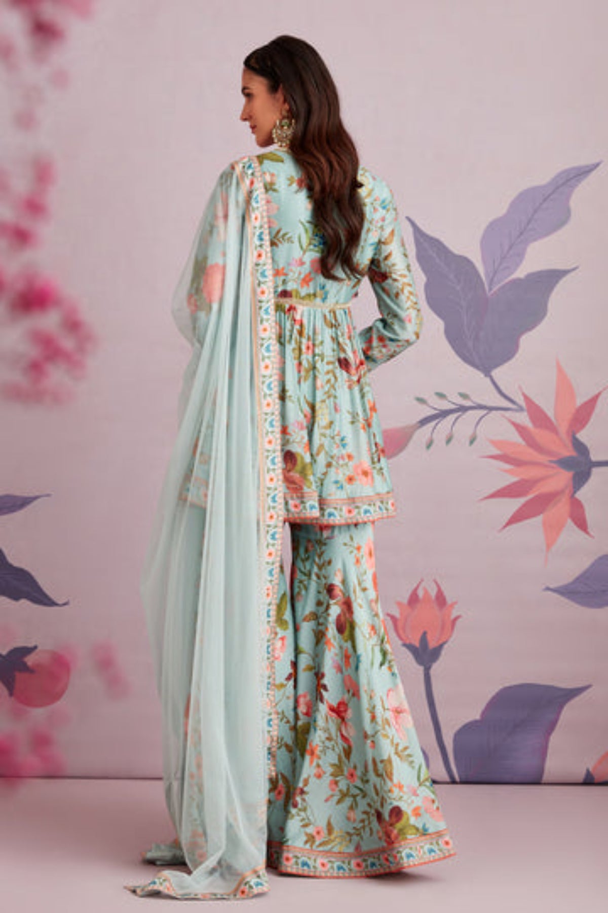 Florian sea green short anarakali set