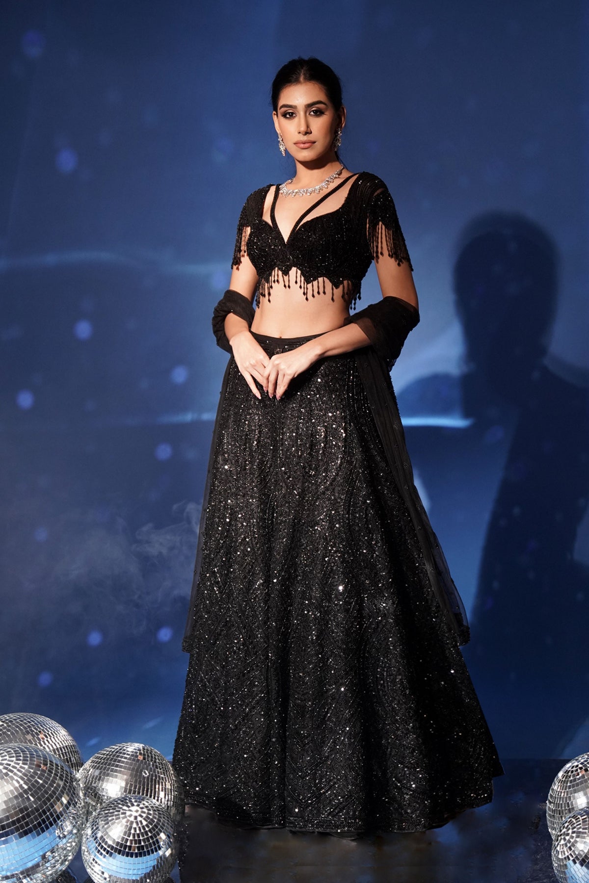 Shimmering Black Lehenga Set