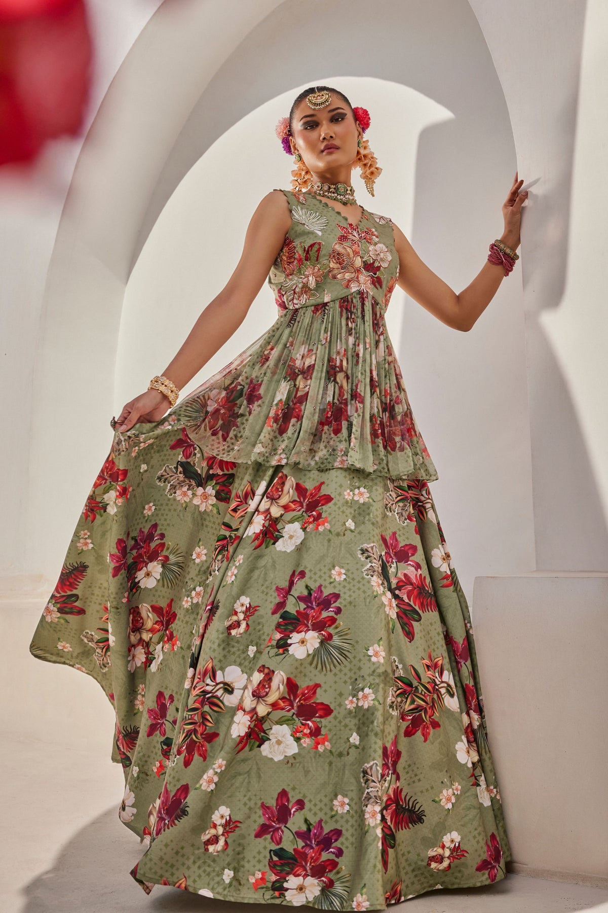 Sufi Peplum Lehenga Set