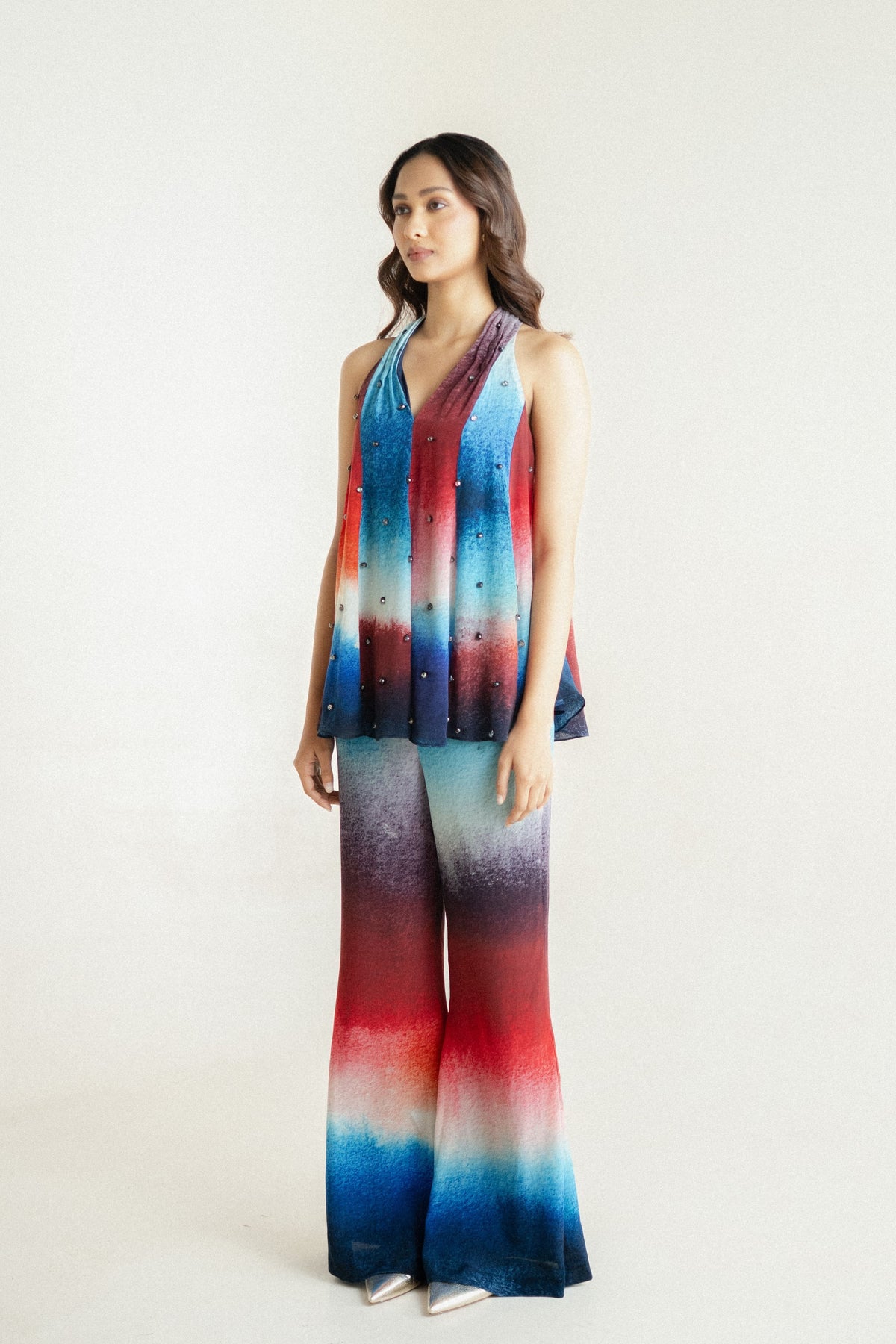 Multicolor Crepe Co-ord Set