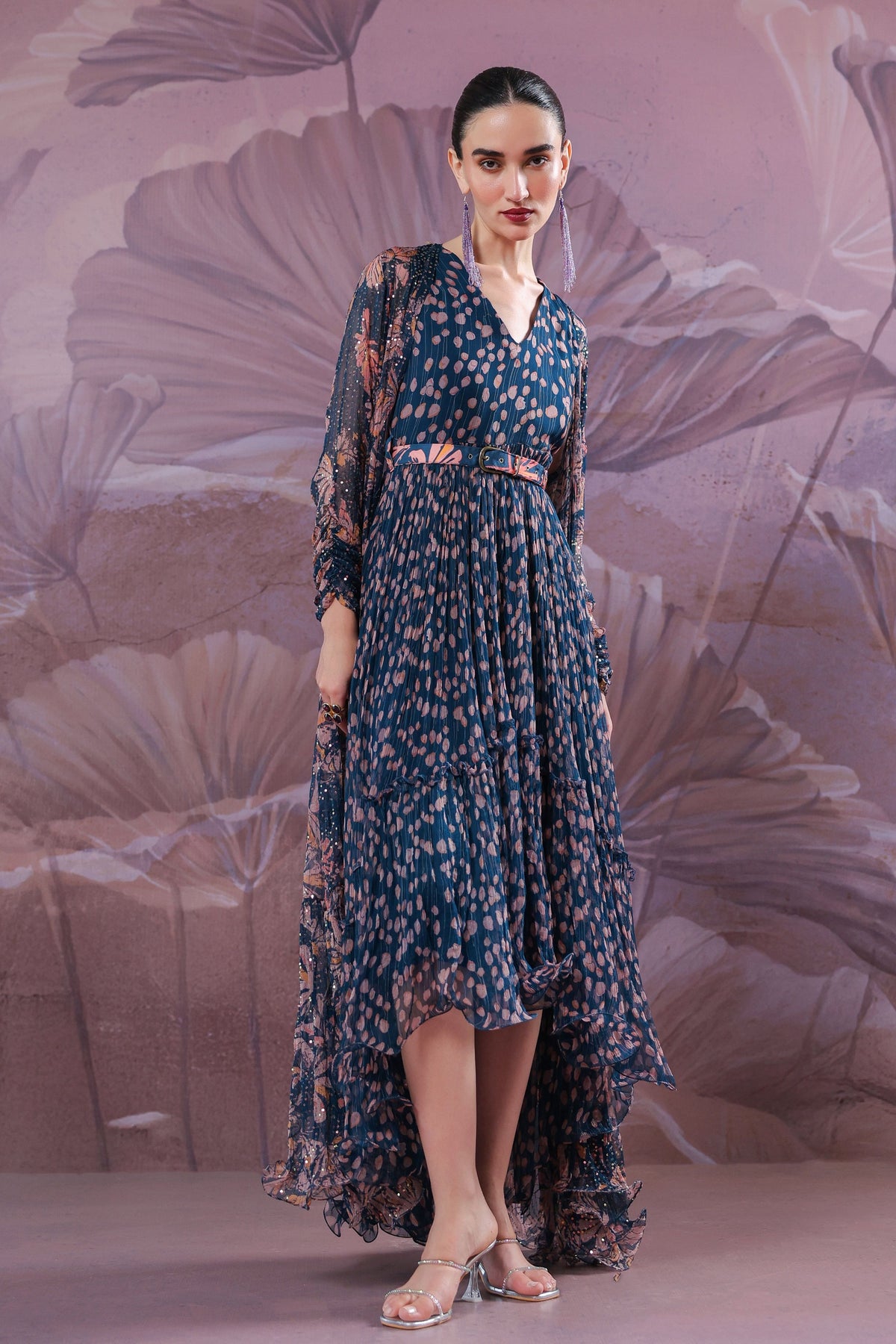 Prussian Blue Jhilmil Cape Set
