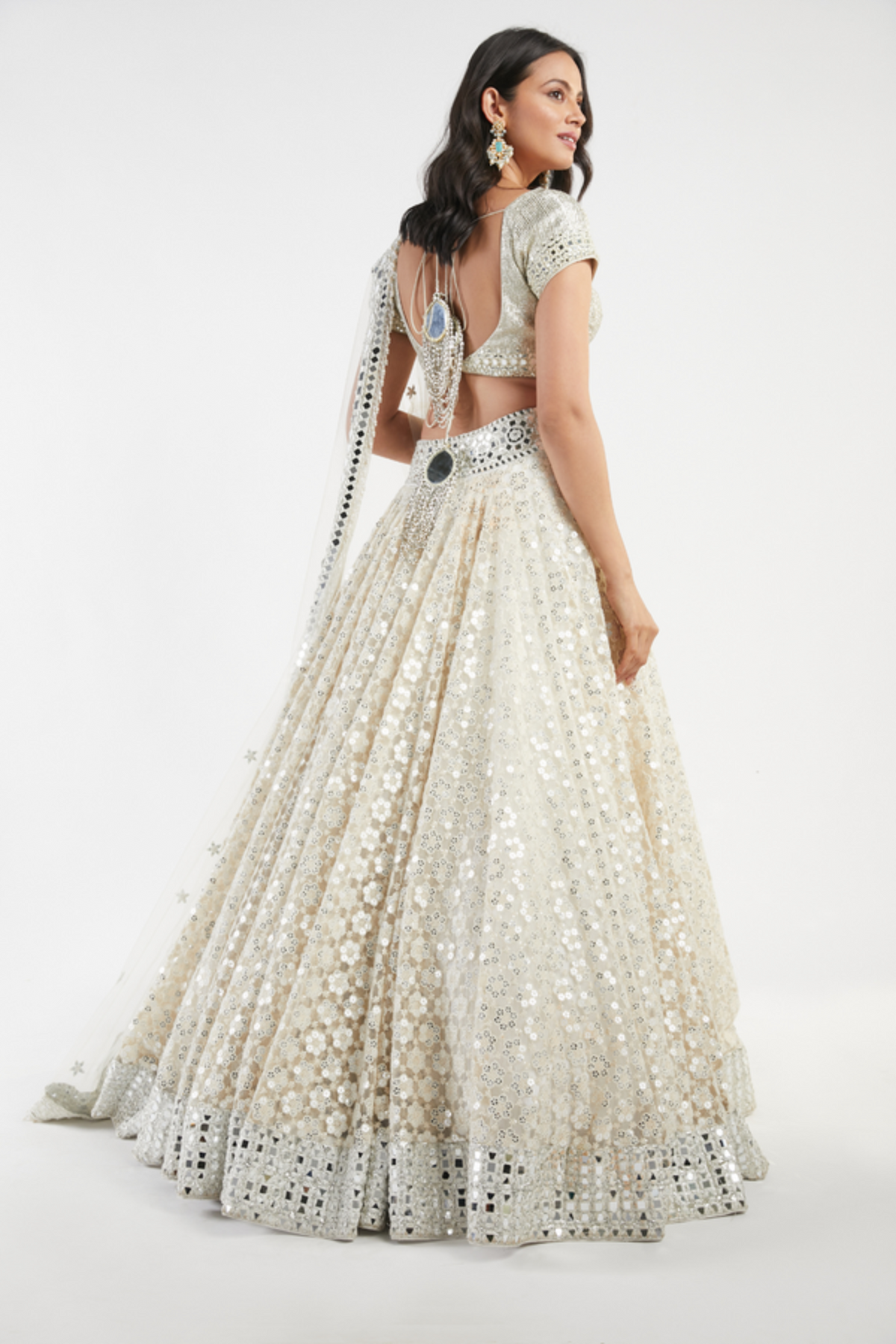 Ivory embroidered lehenga set