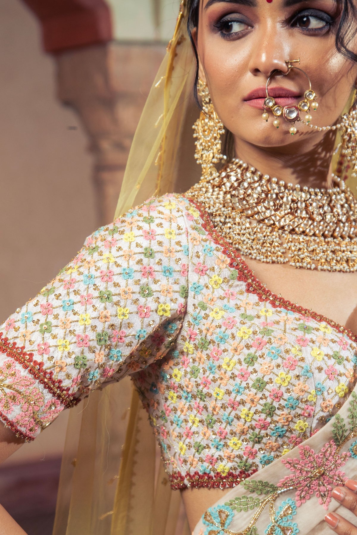 Ivory Embroidered Lehenga Set