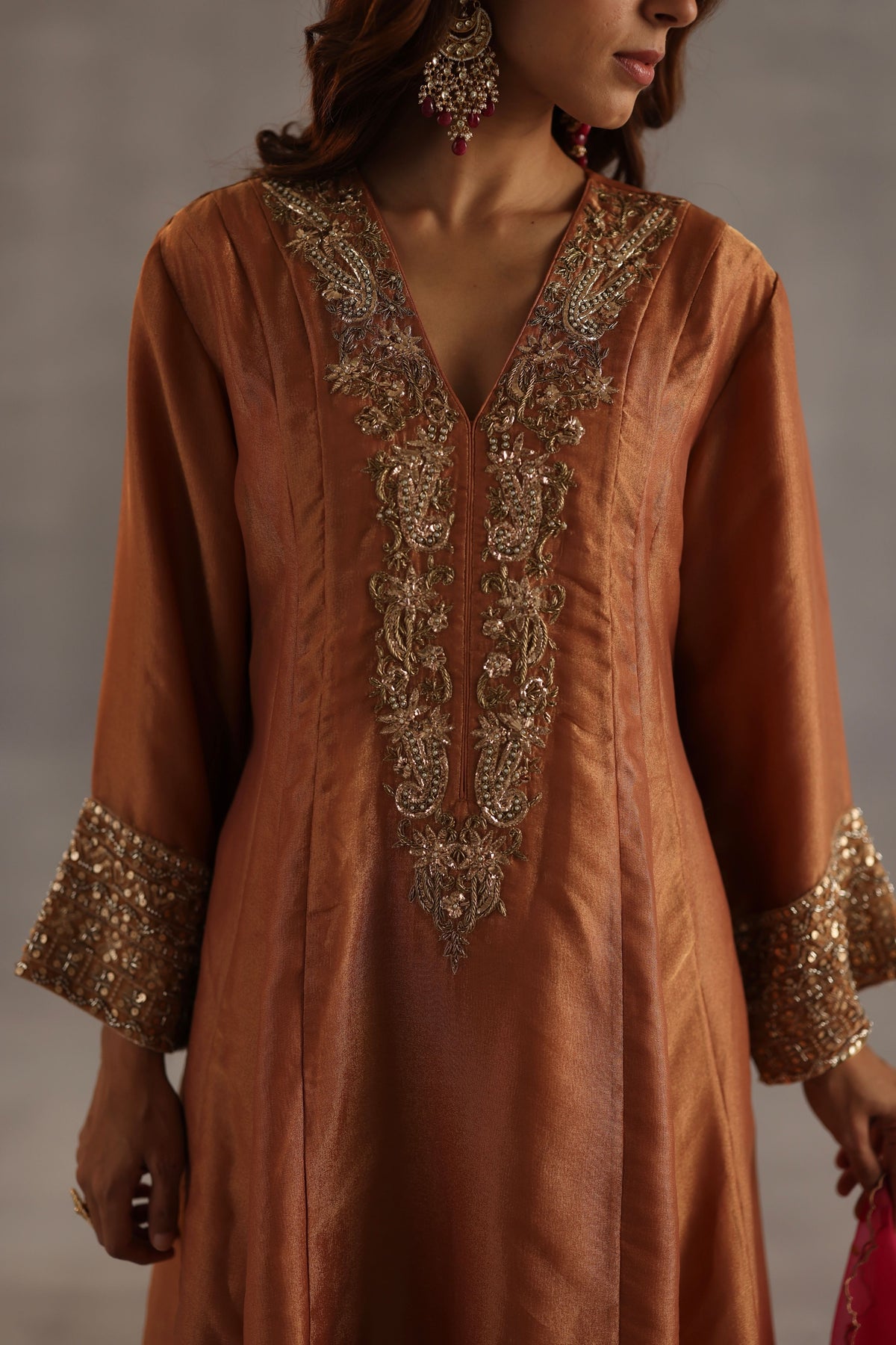 Ahiri Orange Kurta Set