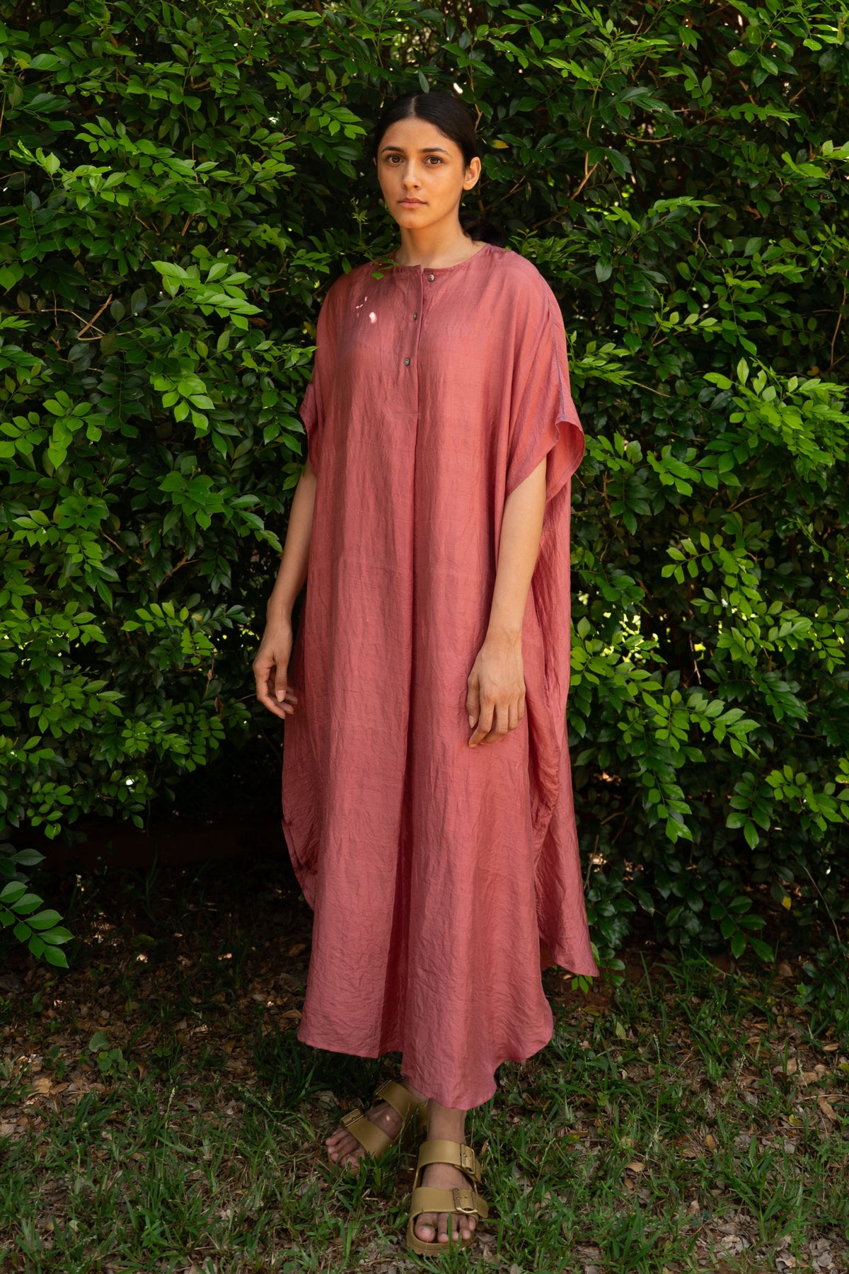 Old Rose Pleated Kaftan