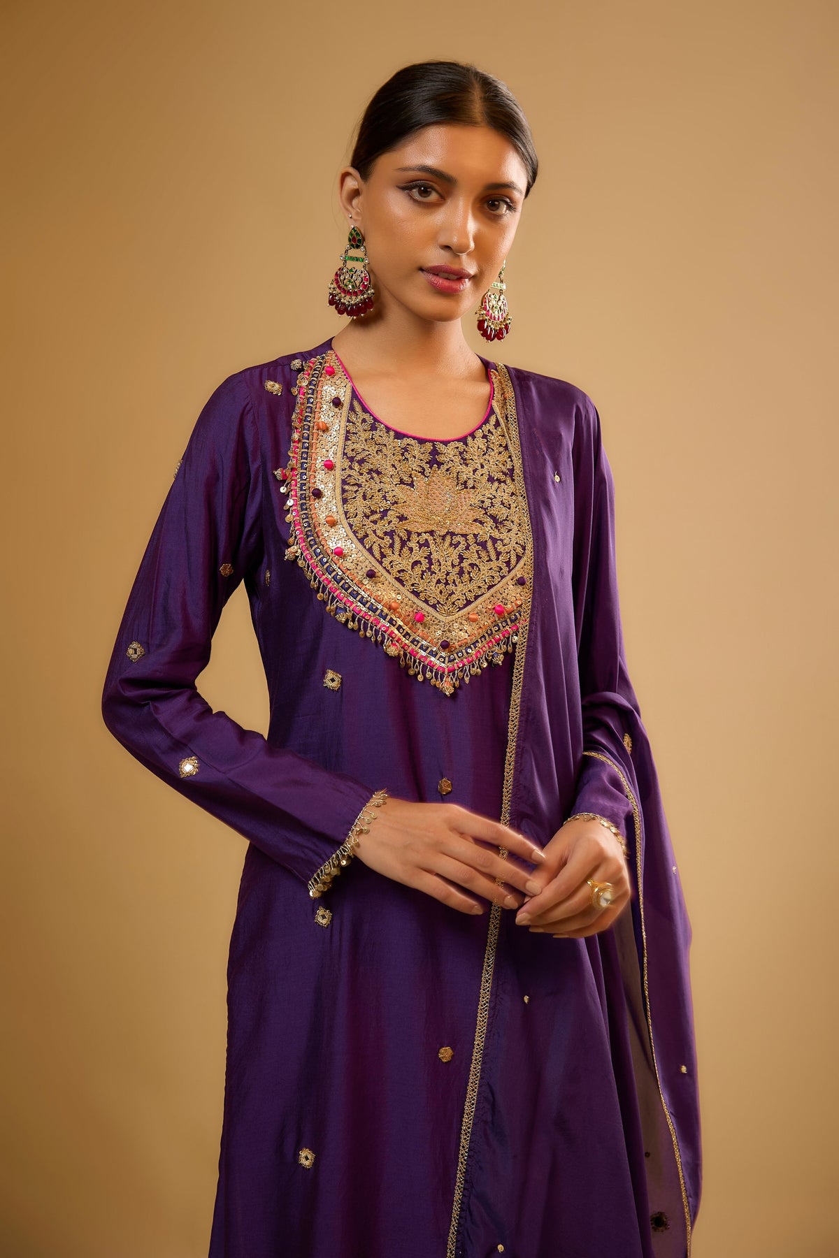 Lotus Yoke Purple Kurta Set