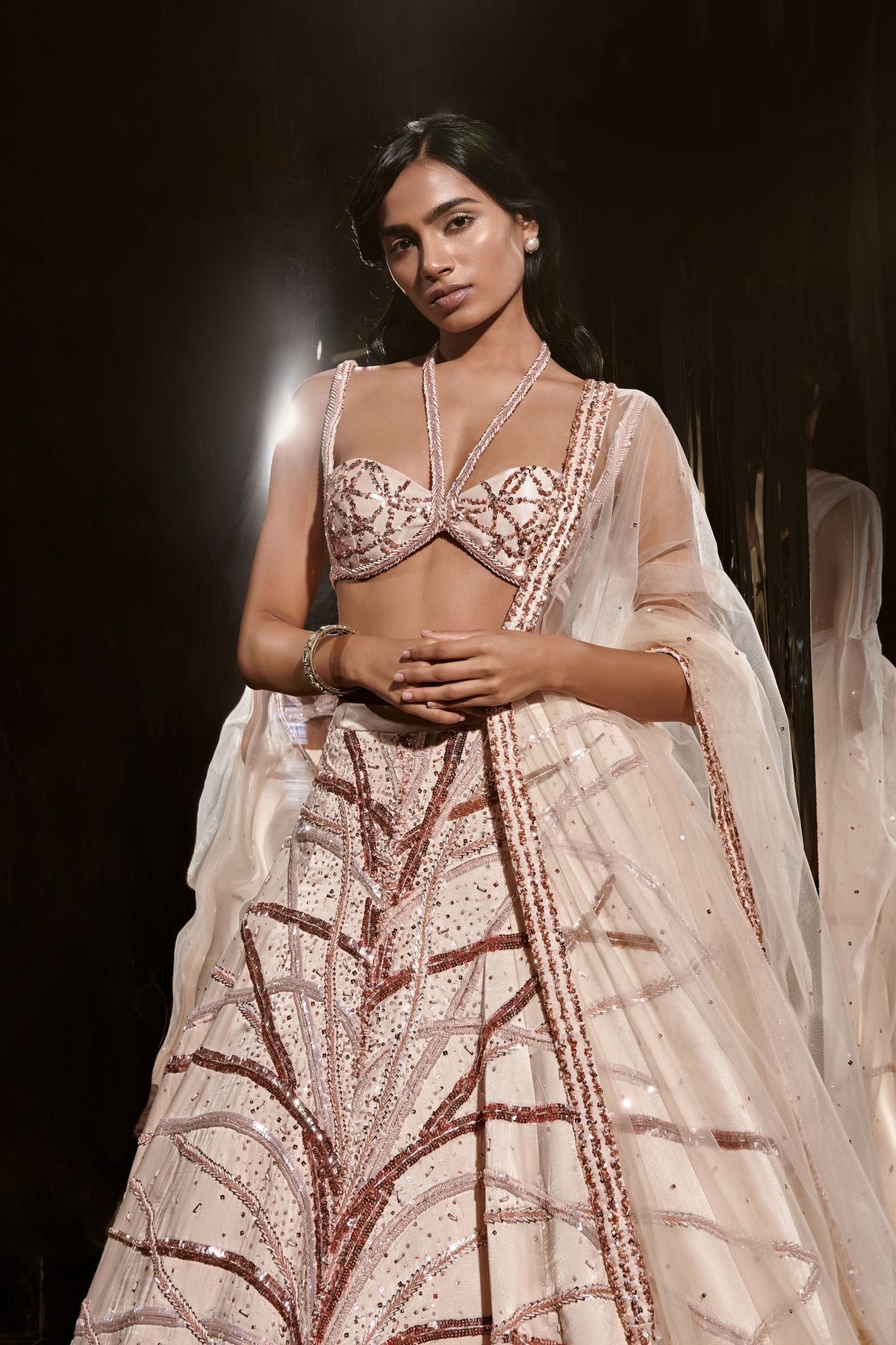Light Nude Embroidered Lehenga Set